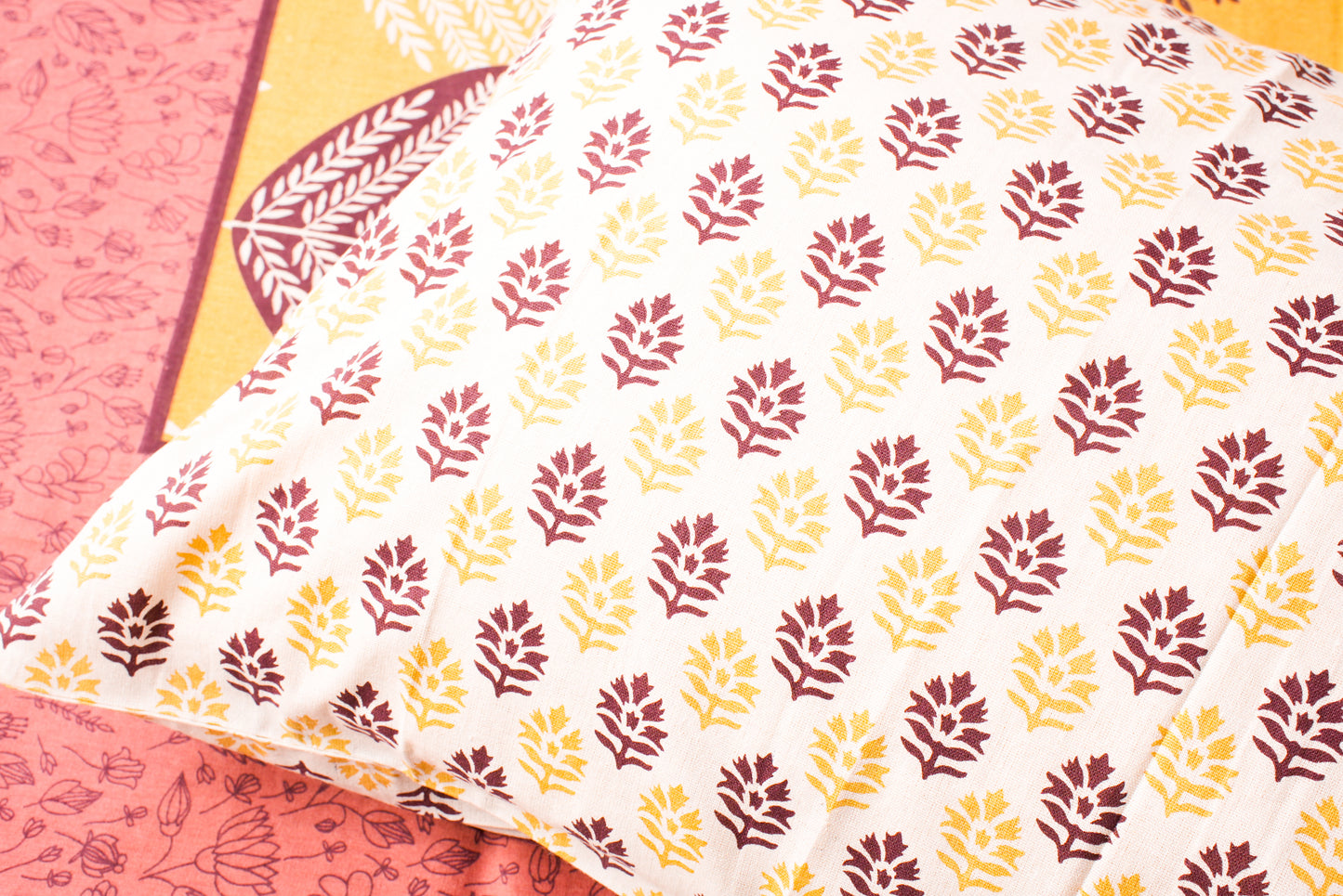 Peach Leaf Design Cotton Bedsheet Set