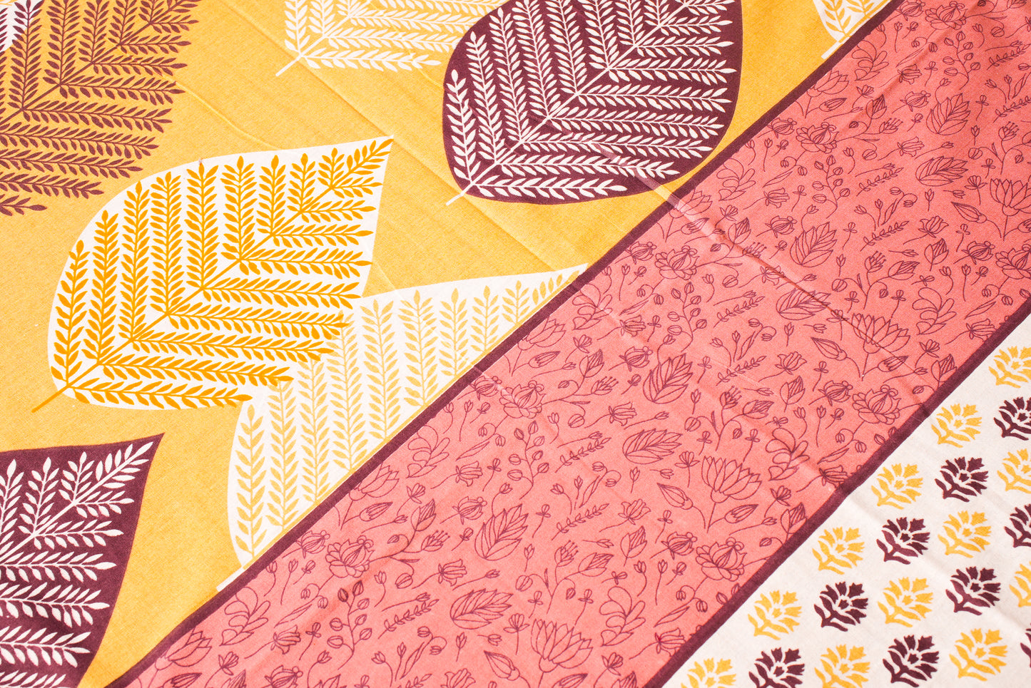Peach Leaf Design Cotton Bedsheet Set
