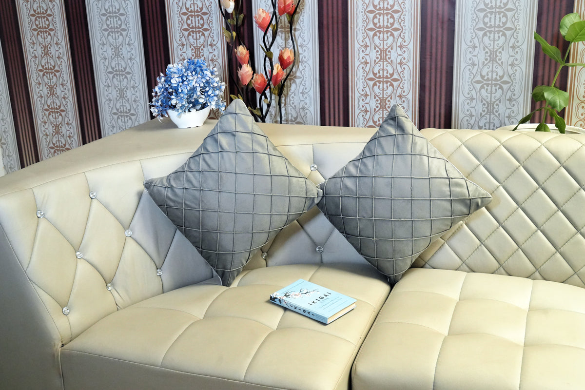 Stone Grey Criss-Cross Textured Cushion Cover