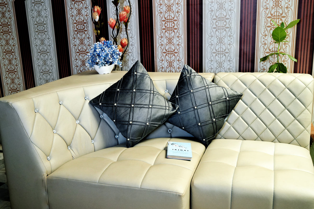 Twilight Charcoal Pearl Embellished Cushion Cover