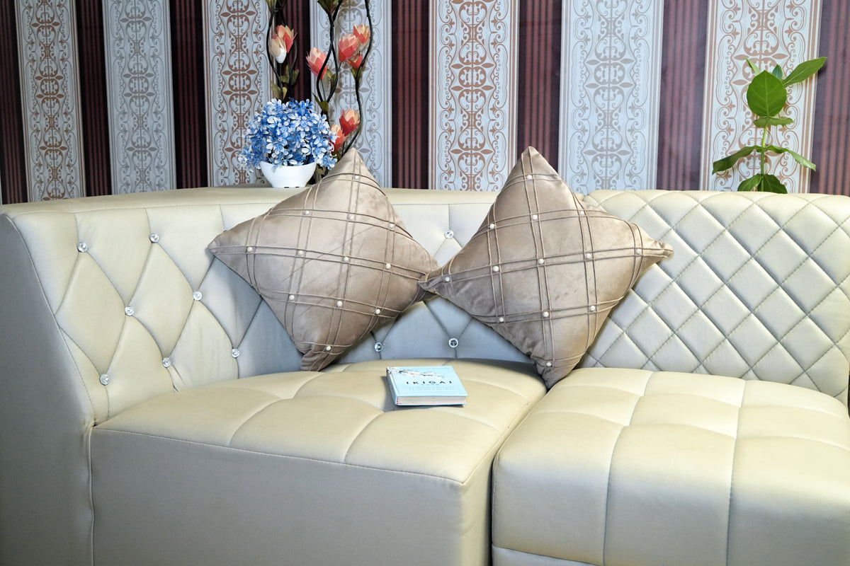 Golden Mist – Pearl Embellished Cushion cover