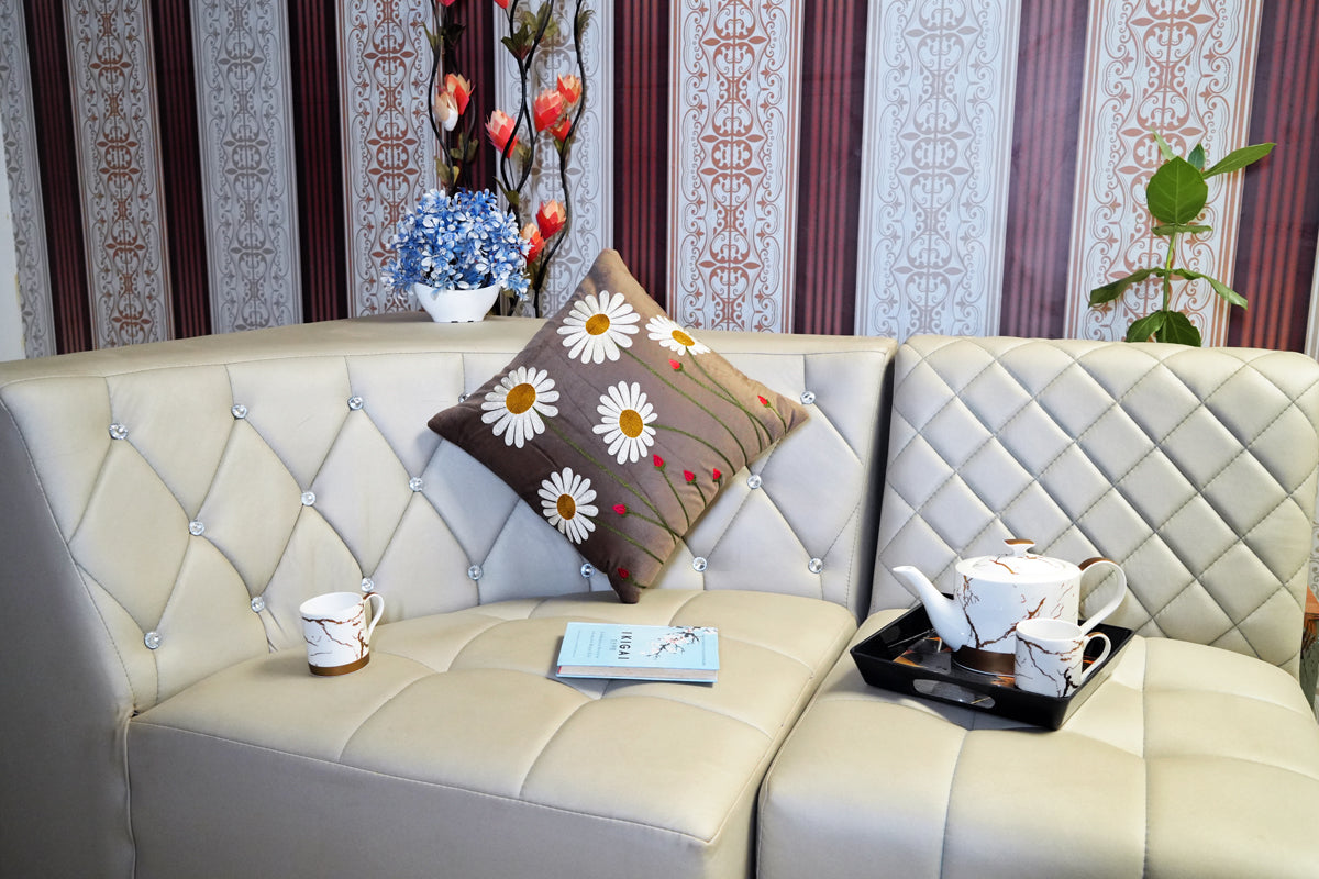 Daisy Bloom Embroidered Cushion Cover