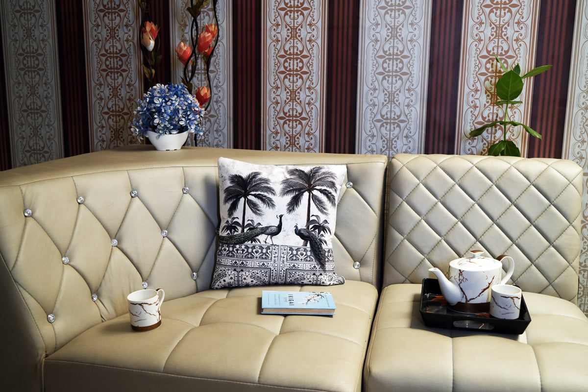 Tropical Regal Peacock Print Cushion Cover