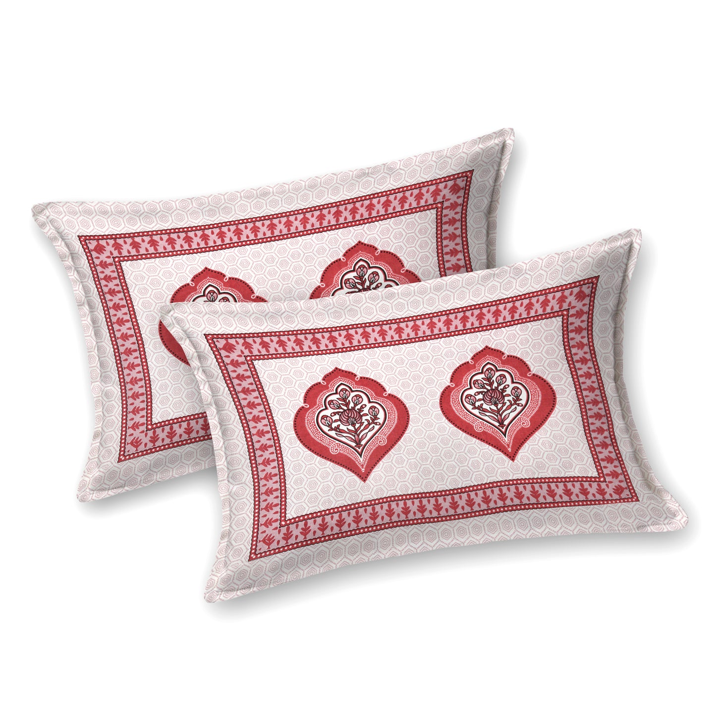 Red Mughal Motif - Double Size - 100% Cotton Bedsheet