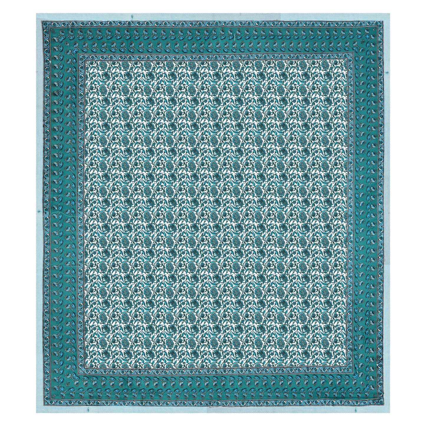 Teal Tranquility – Floral Cotton Bedsheet Set