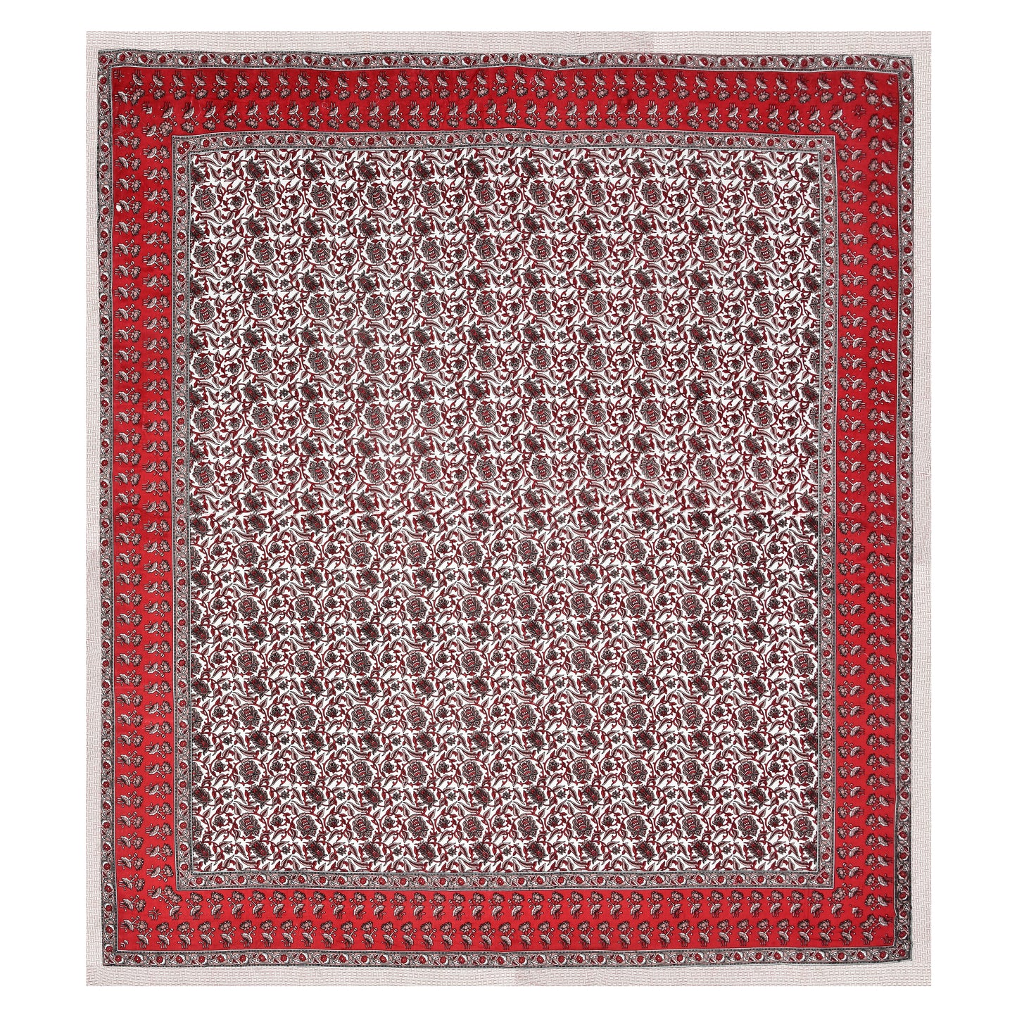 Scarlet Bloom – Red Floral Cotton Bedsheet Set