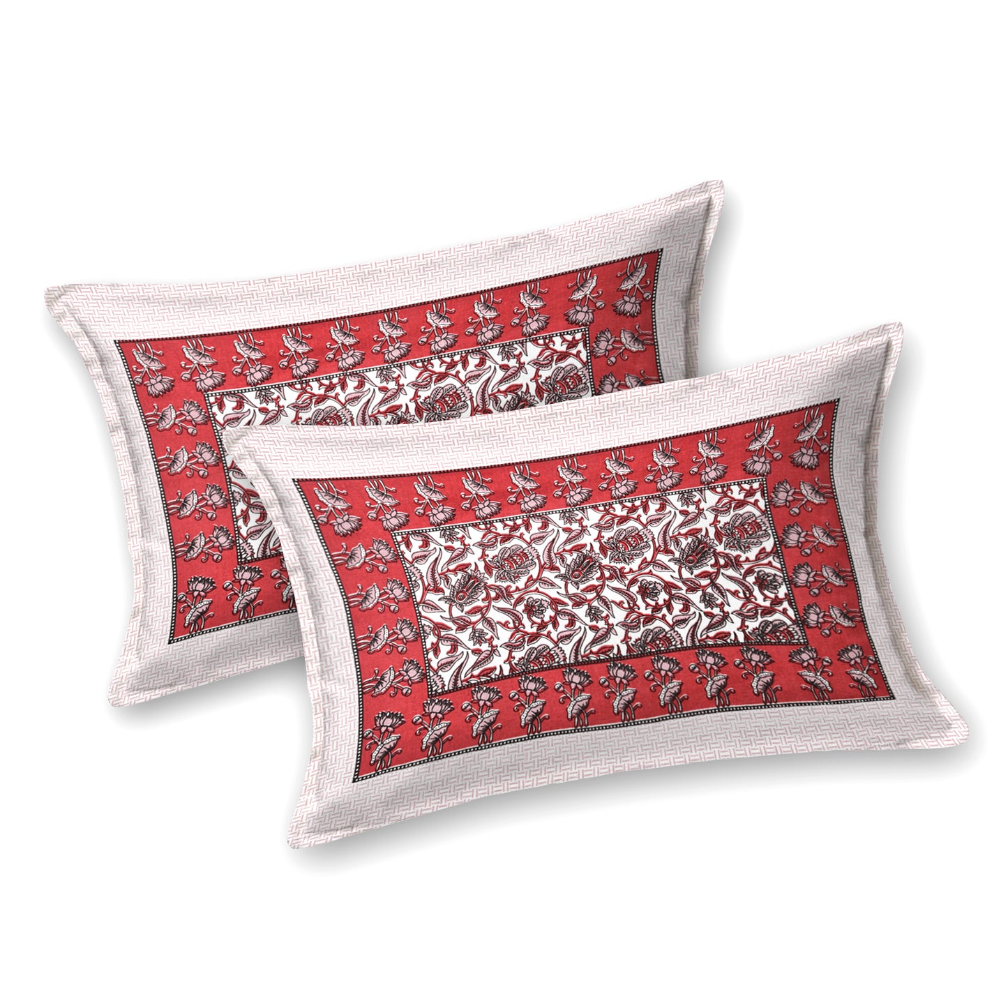 Scarlet Bloom – Red Floral Cotton Bedsheet Set