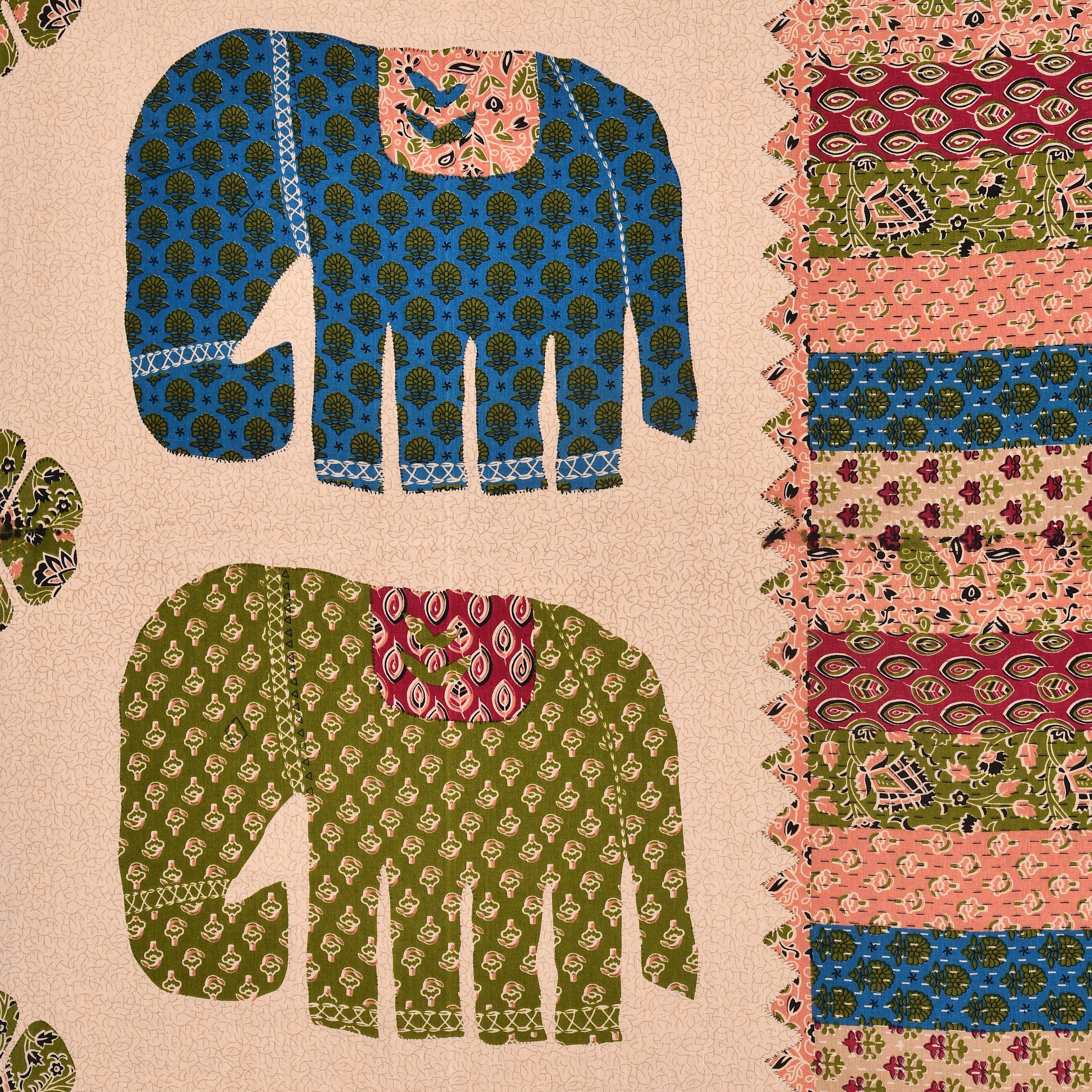 Royal Elephant Motif Cotton Bedsheet – Multicolor Print