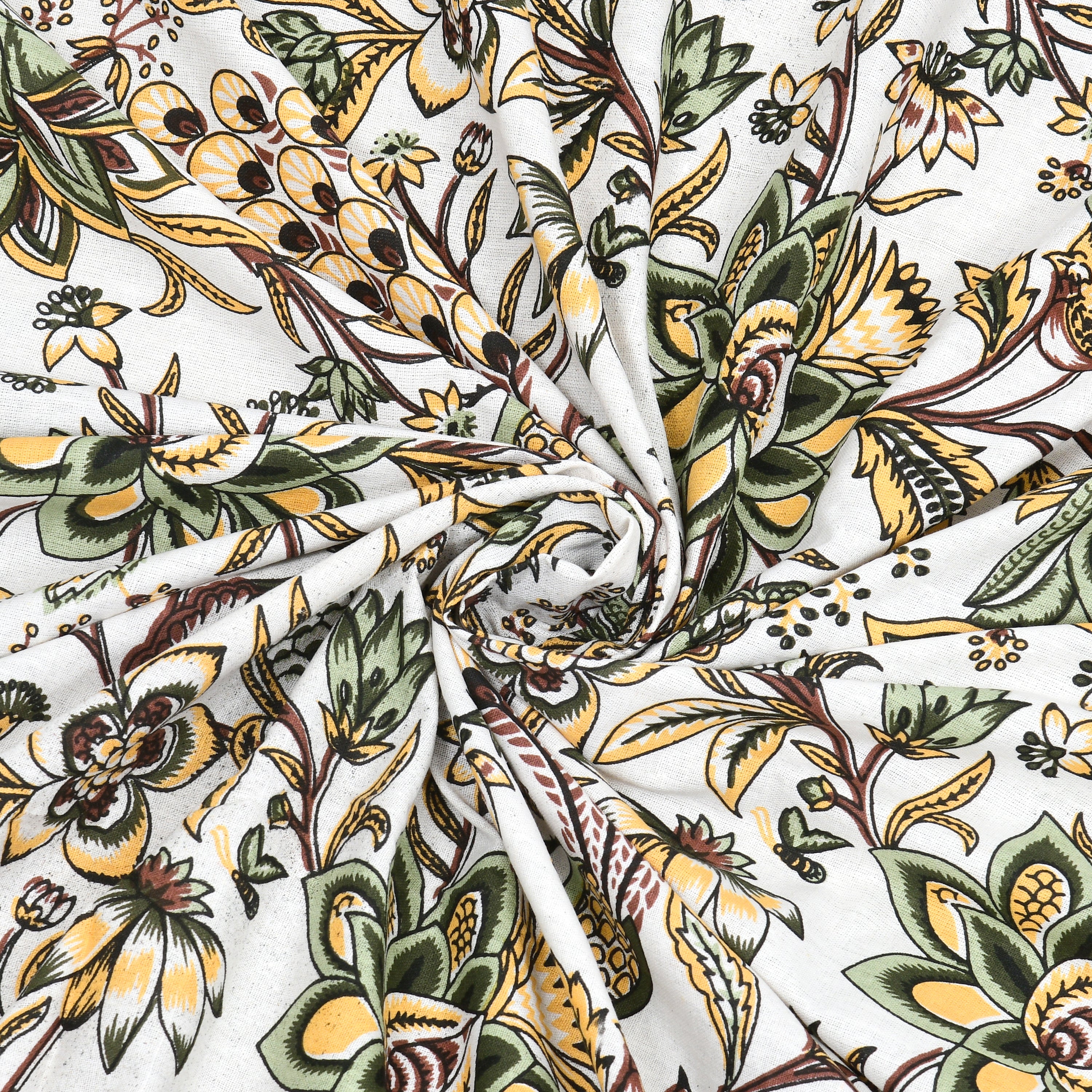 Elegant Rajasthani Peacock Print Bedsheet in Green