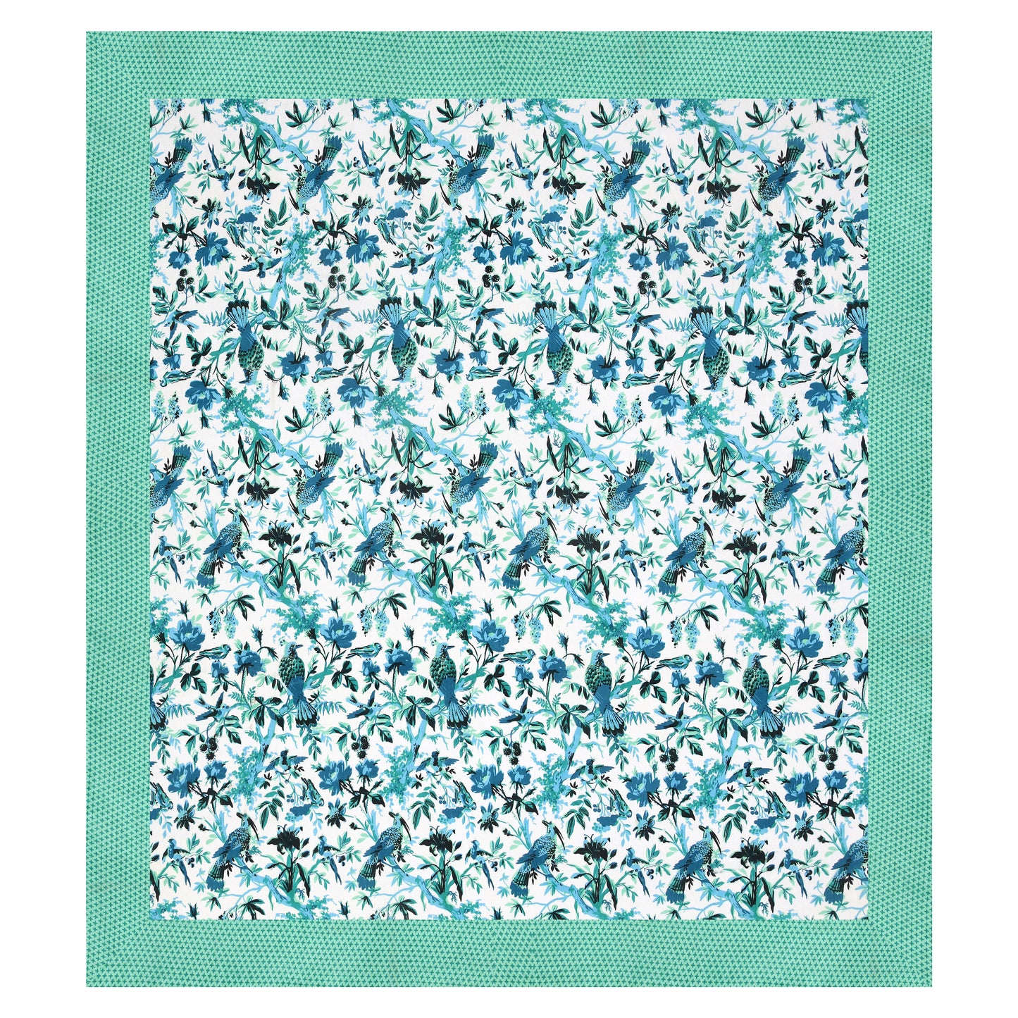 Blue Peacock Cotton Bedsheet – Aqua Green Border