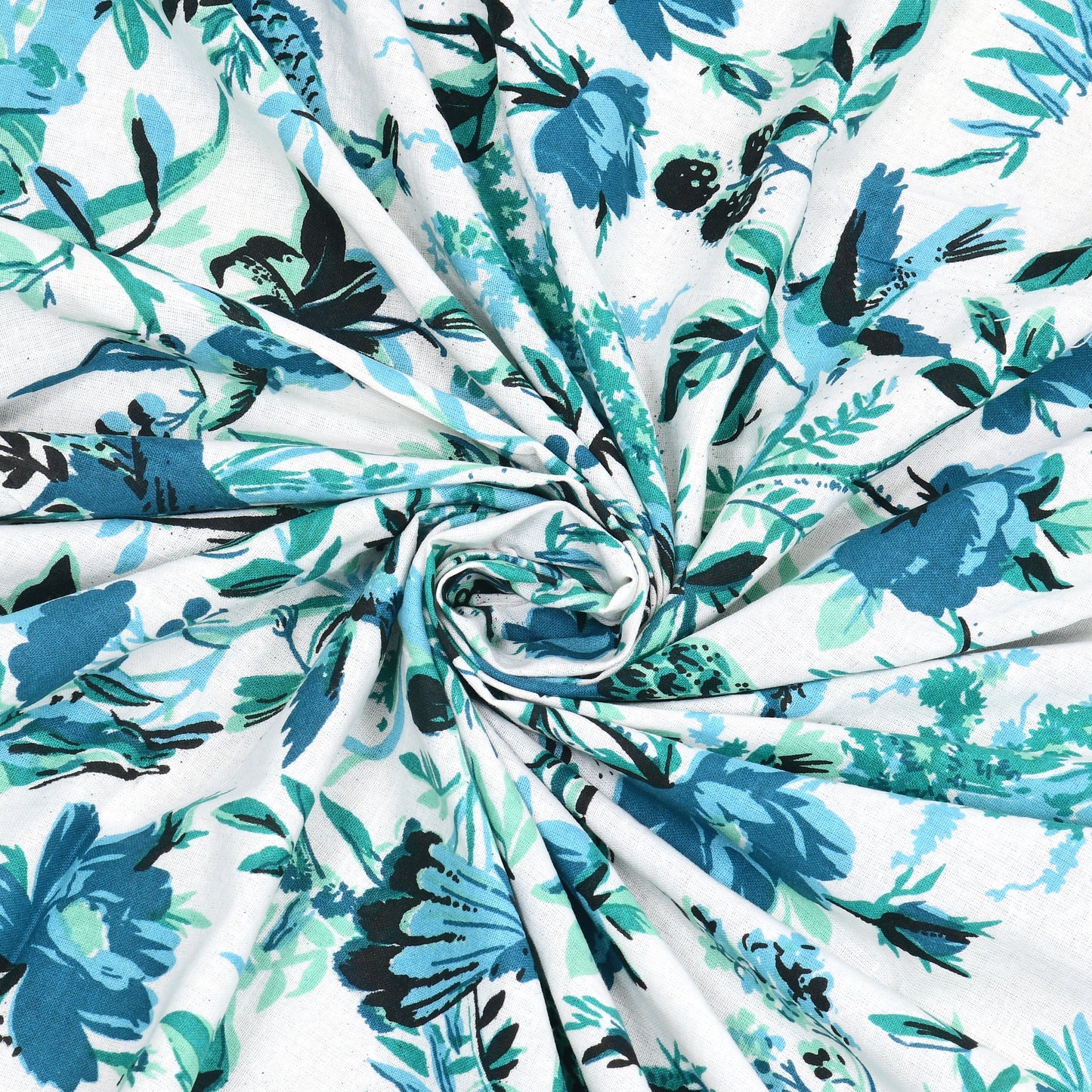 Blue Peacock Cotton Bedsheet – Aqua Green Border
