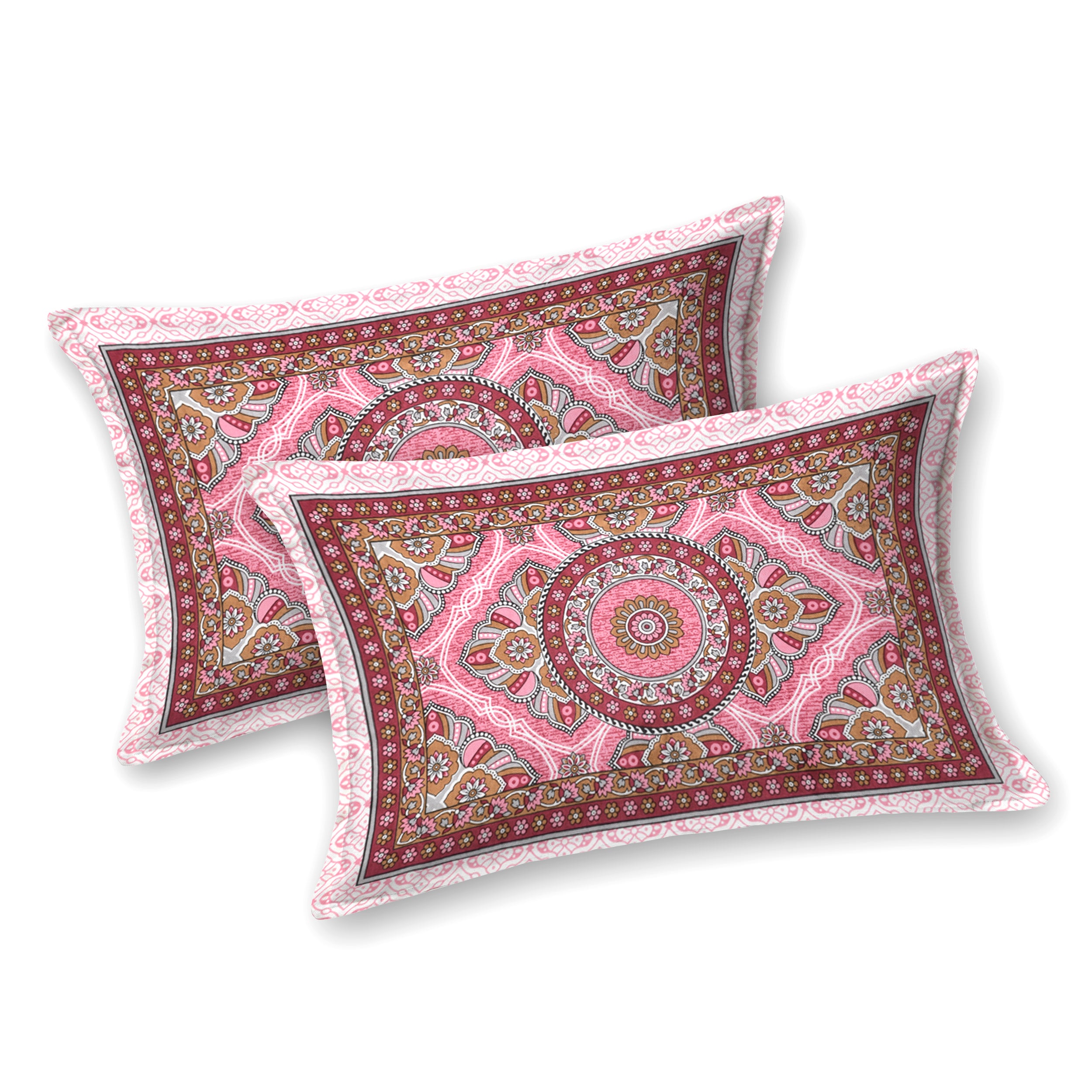 Mandala Art Cotton Bedsheet – Rose & Maroon Palace Charm
