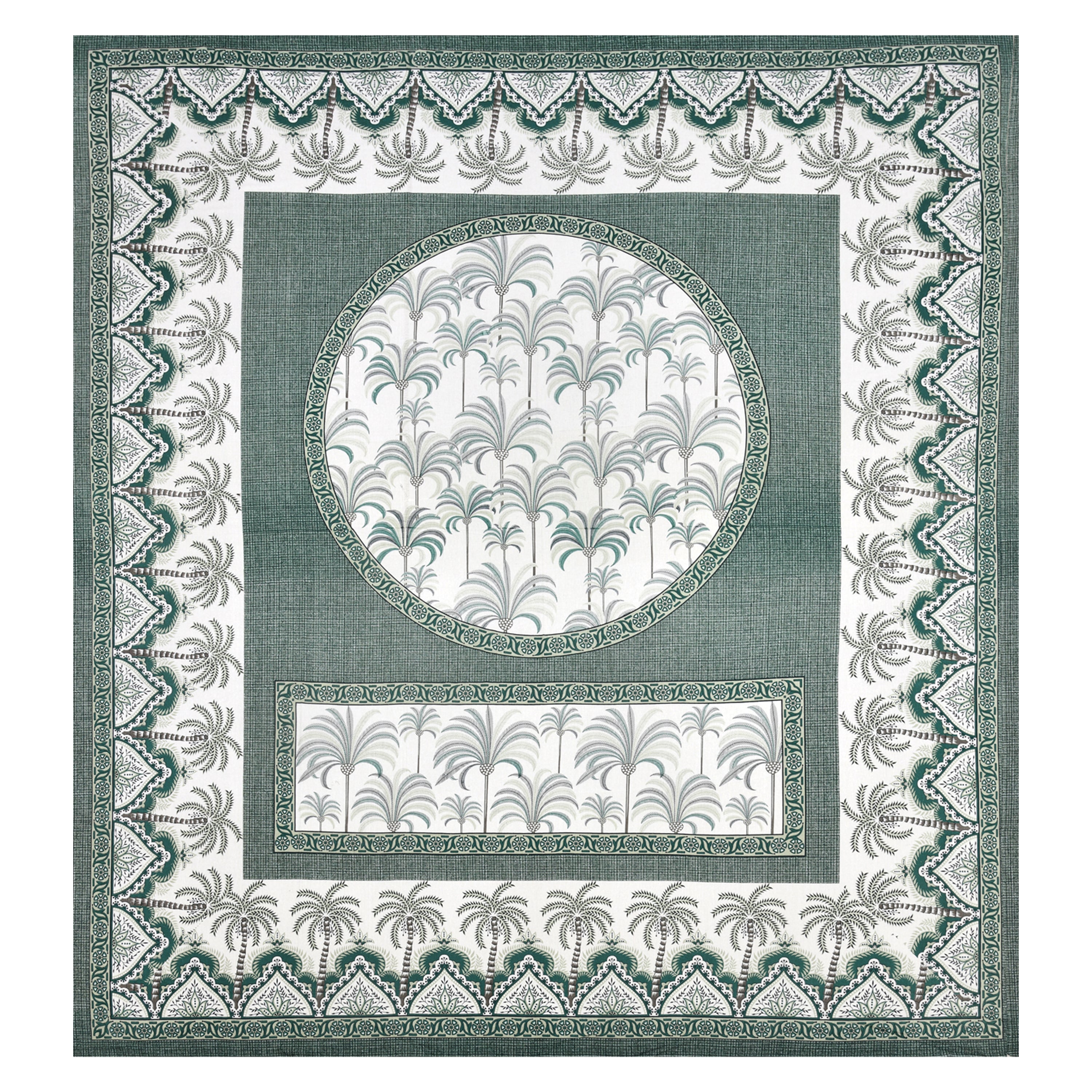 Palm Grove Cotton Bedsheet – Emerald Courtyard Charm
