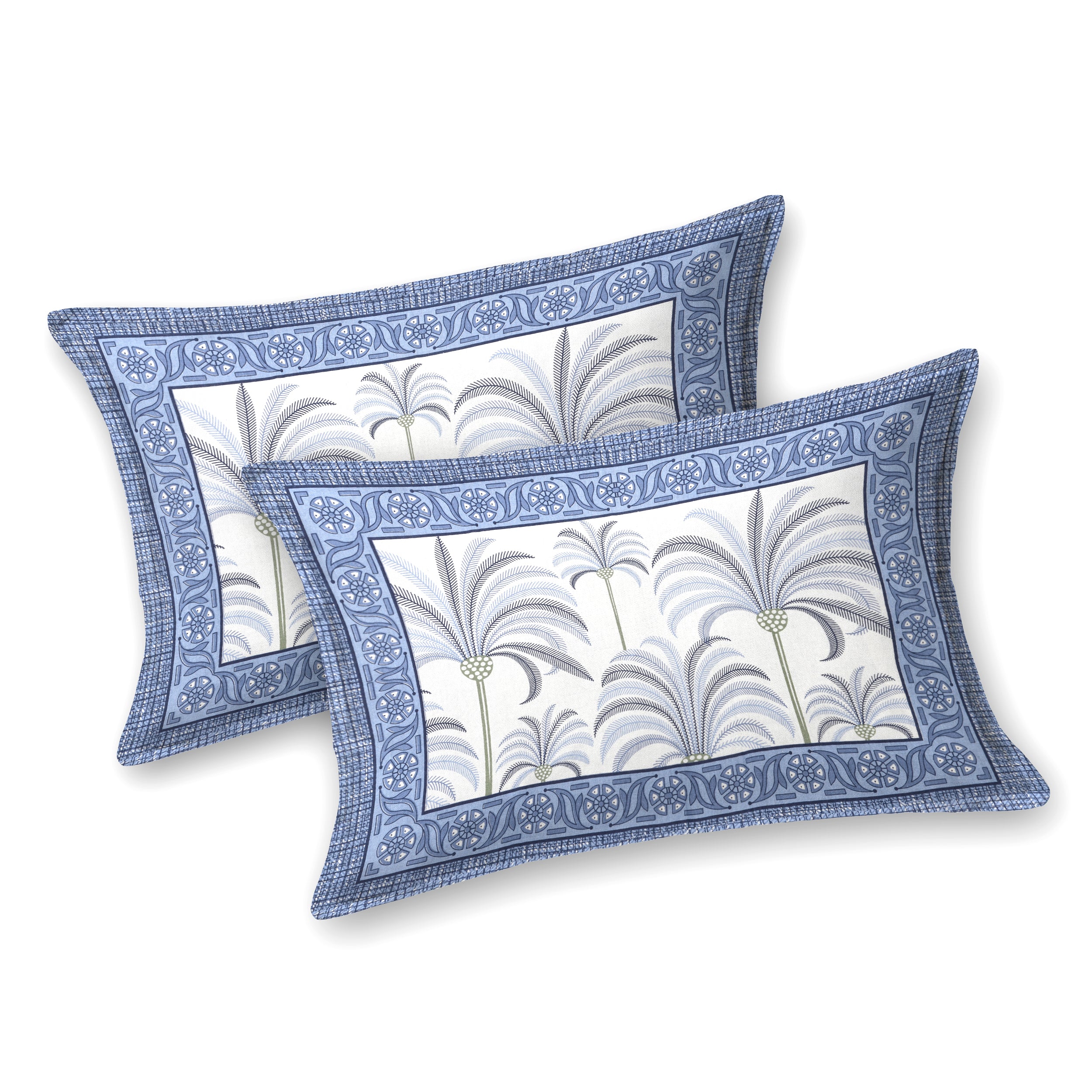 Palm Grove Cotton Bedsheet – Indigo Courtyard Calm