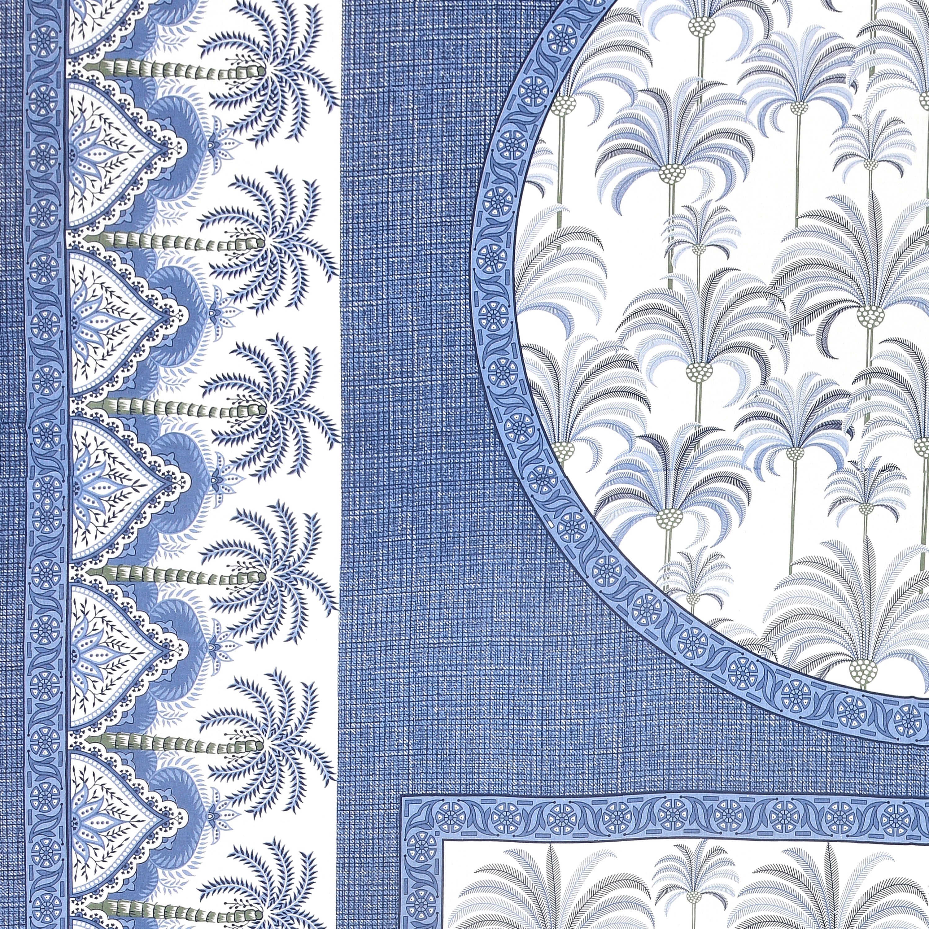 Palm Grove Cotton Bedsheet – Indigo Courtyard Calm