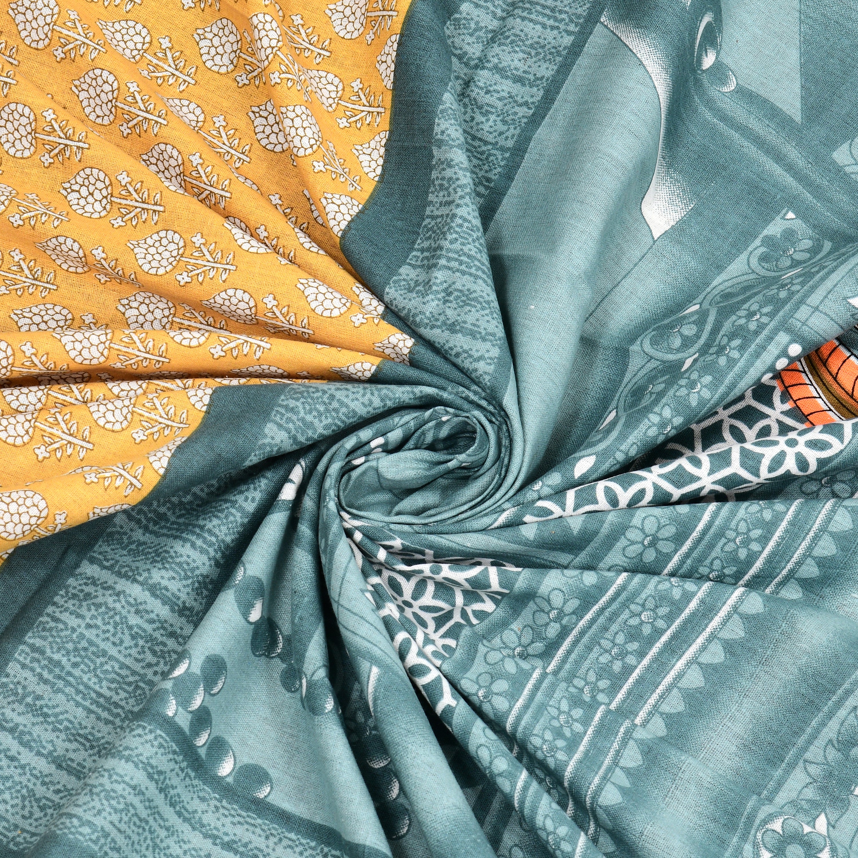 Raja Rani Print Cotton Bedsheet – Double Size