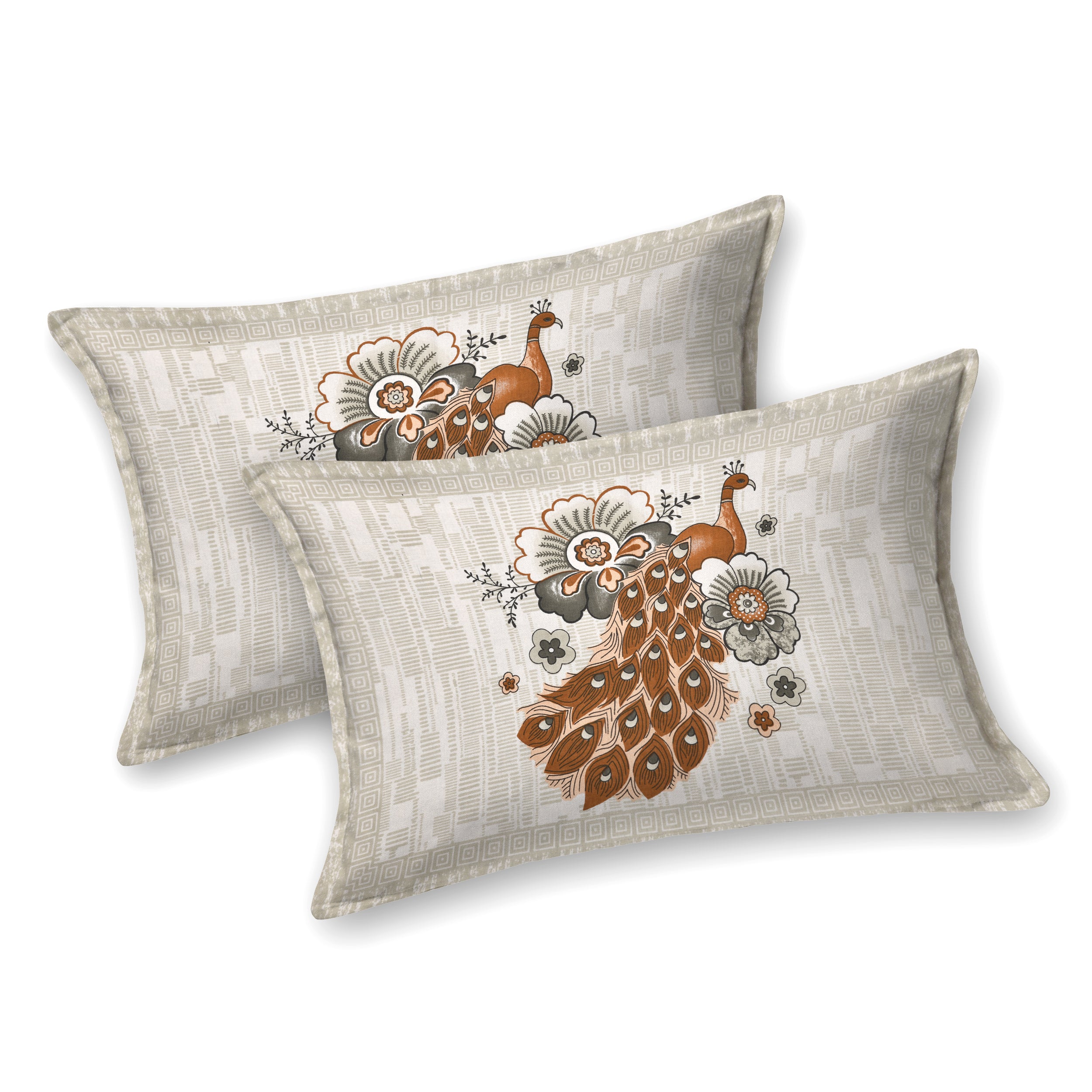 Rust Peacock Glory Cotton Bedsheet