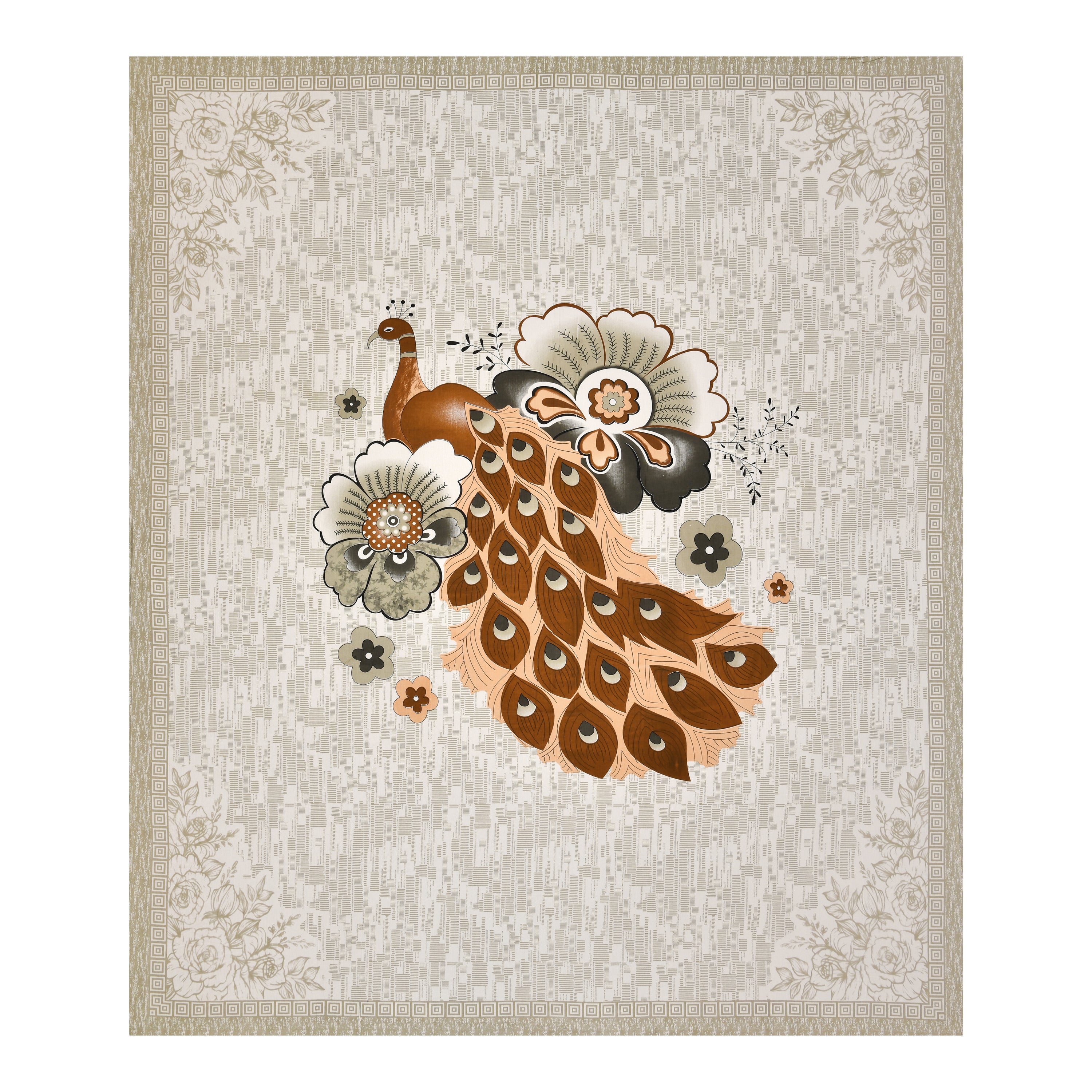 Rust Peacock Glory Cotton Bedsheet