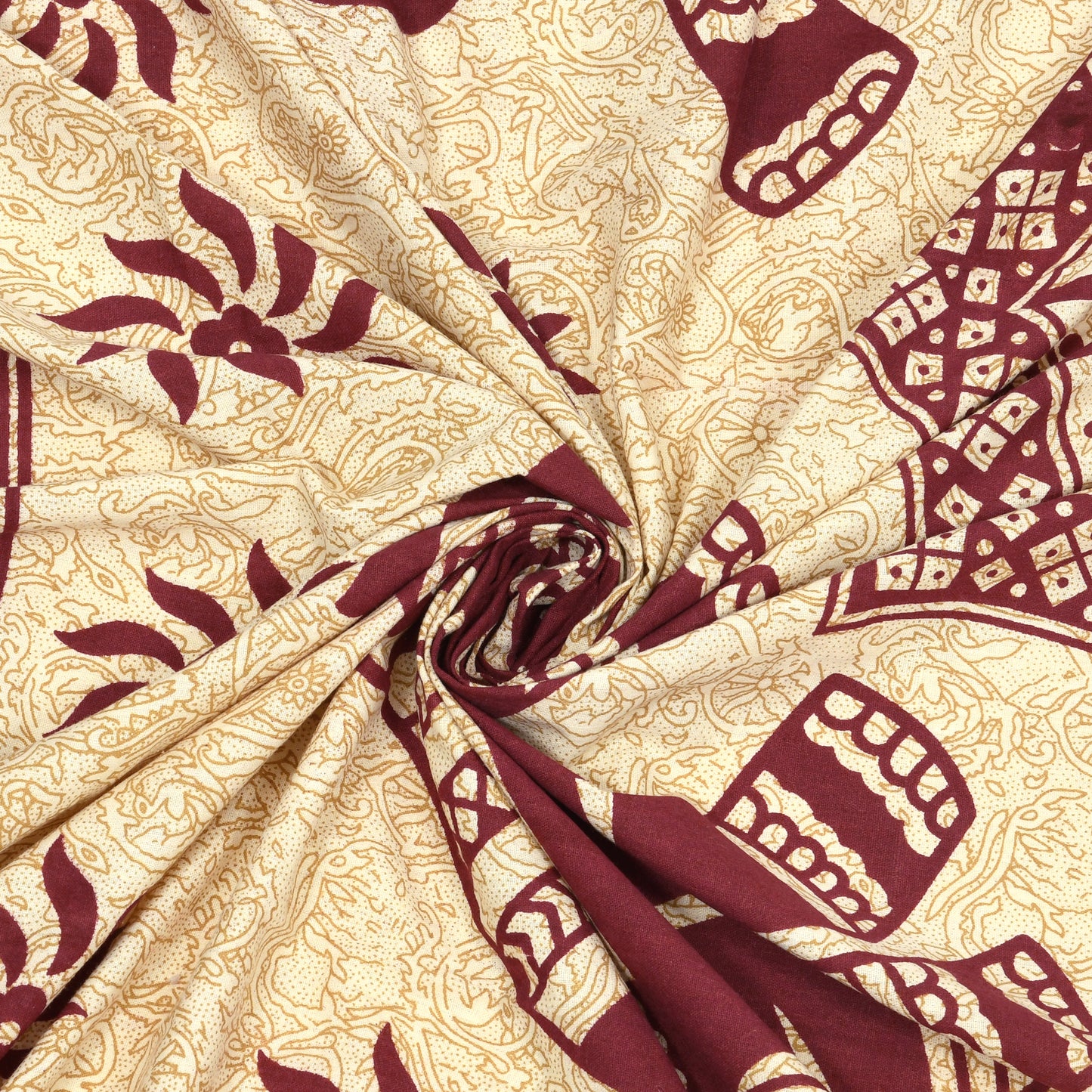 Royal Elephant Print Cotton Bedsheet – Maroon Elegance