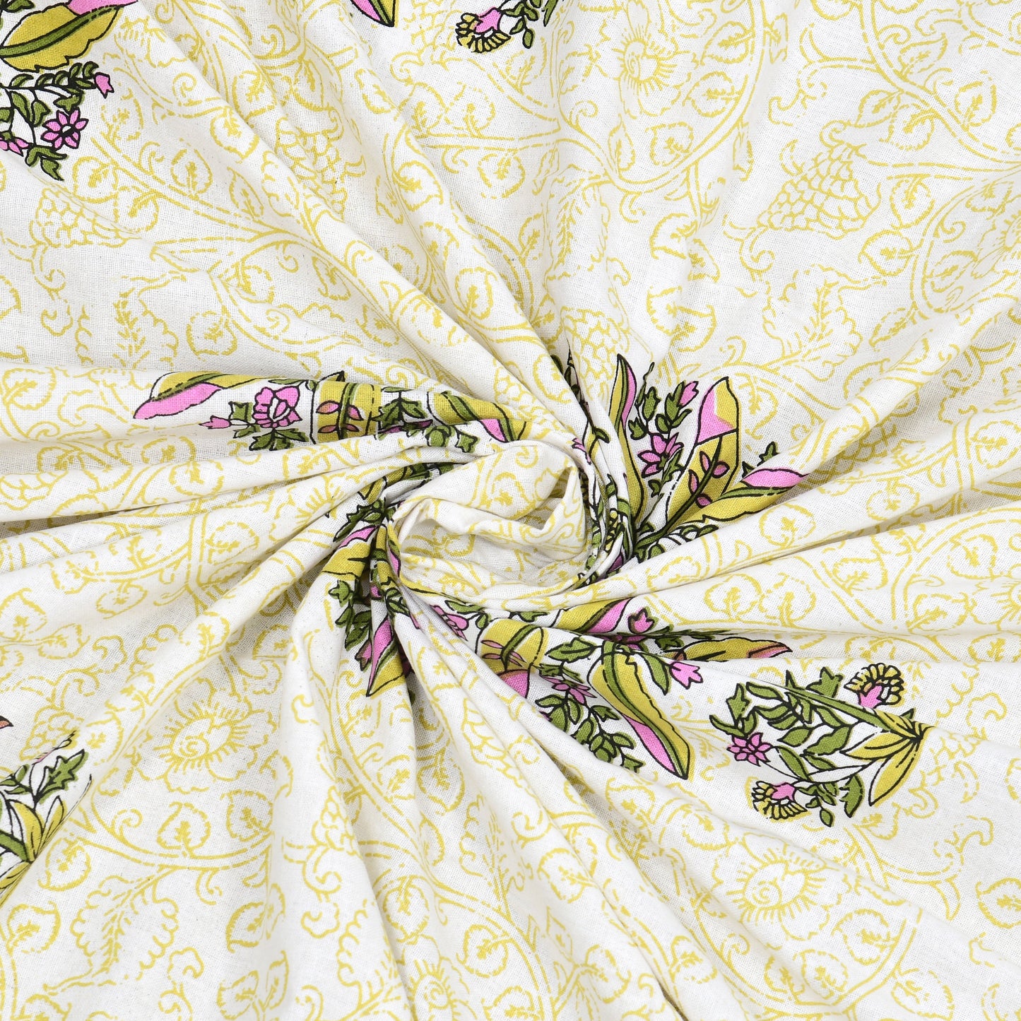 Green Planted Block Print – Cotton Bedsheet Set