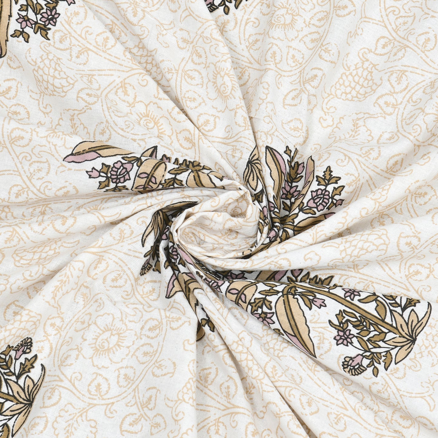 Brown Planted Block Print – Cotton Bedsheet Set
