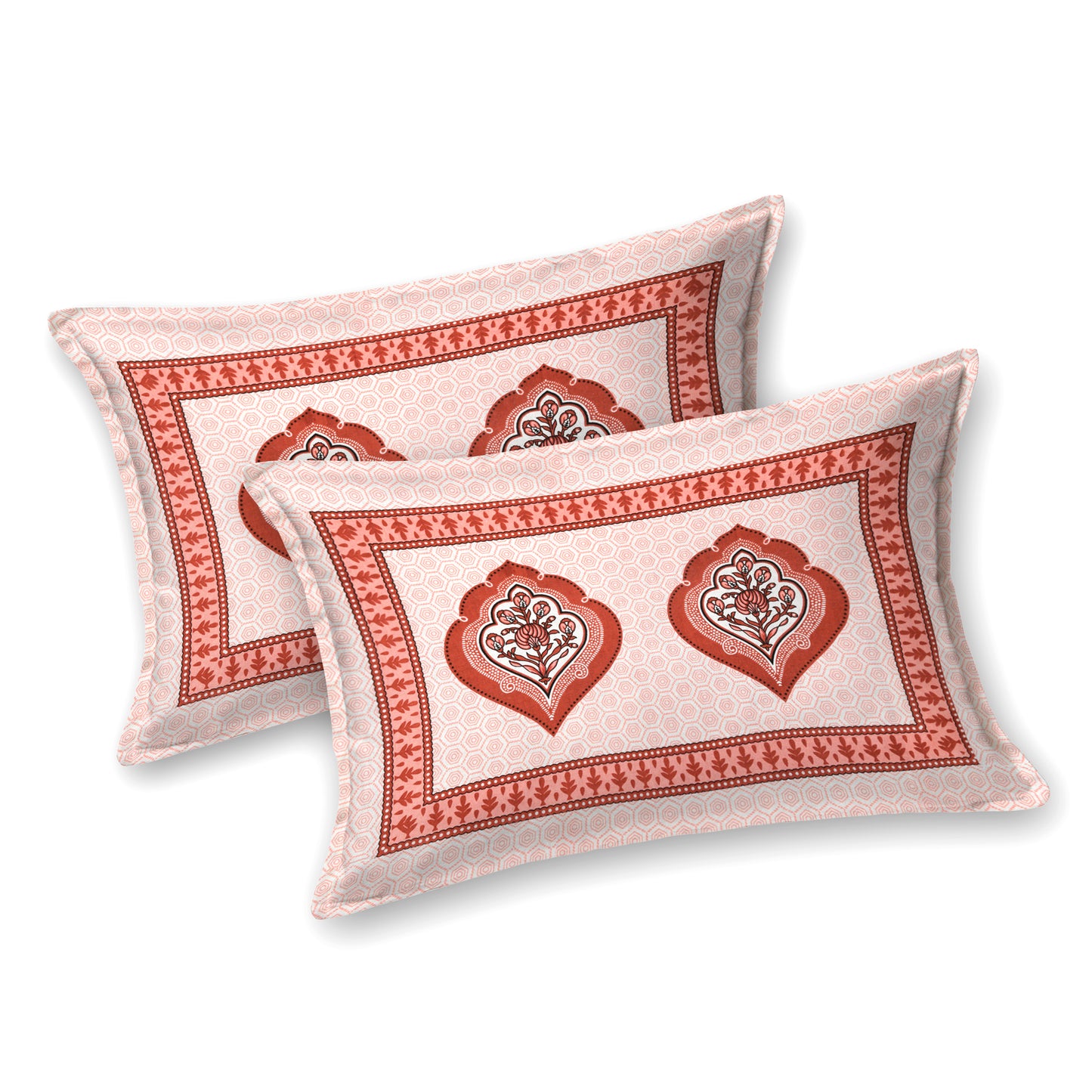 Royal Red Mughal Motif - Double Size - 100% Cotton Bedsheet