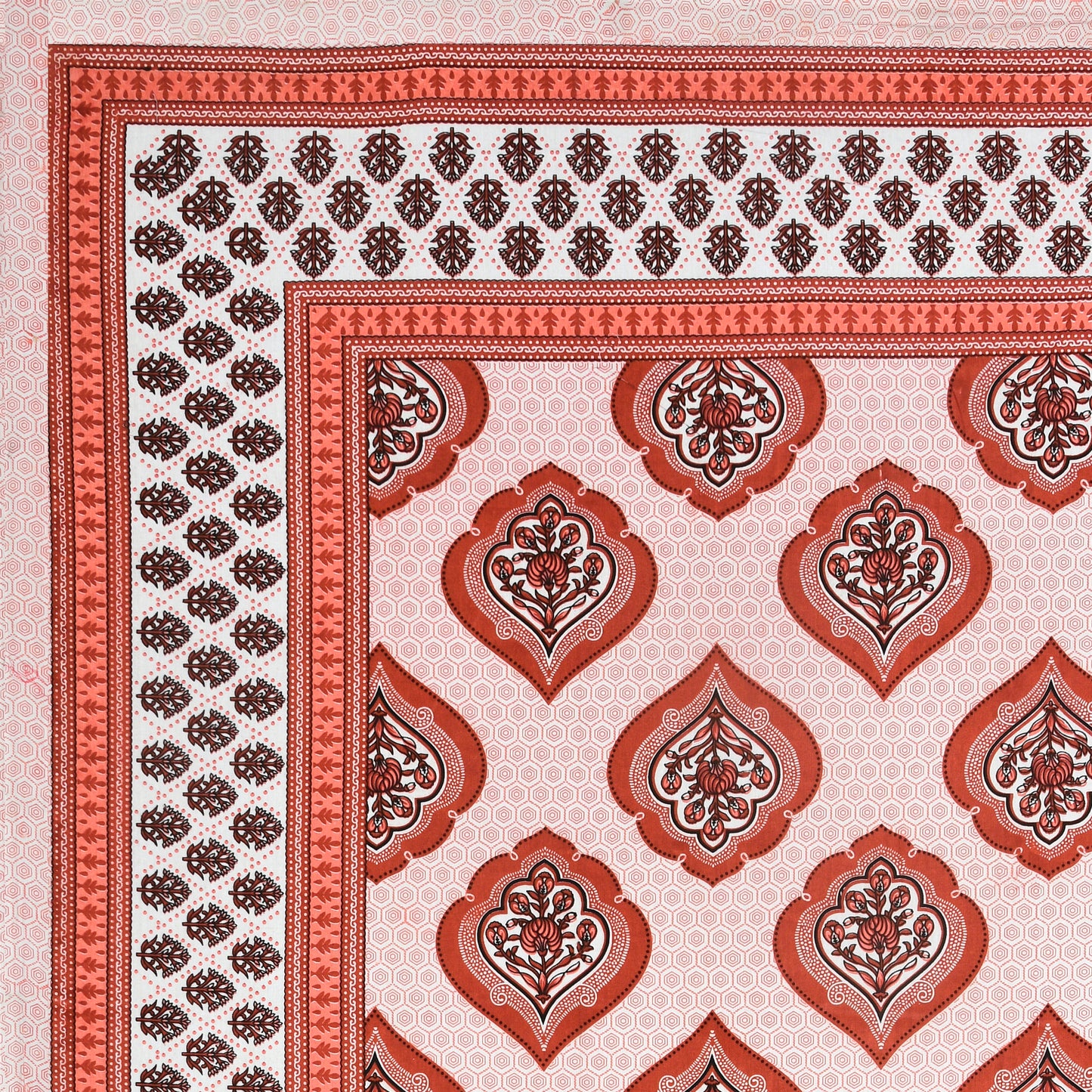 Royal Red Mughal Motif - Double Size - 100% Cotton Bedsheet