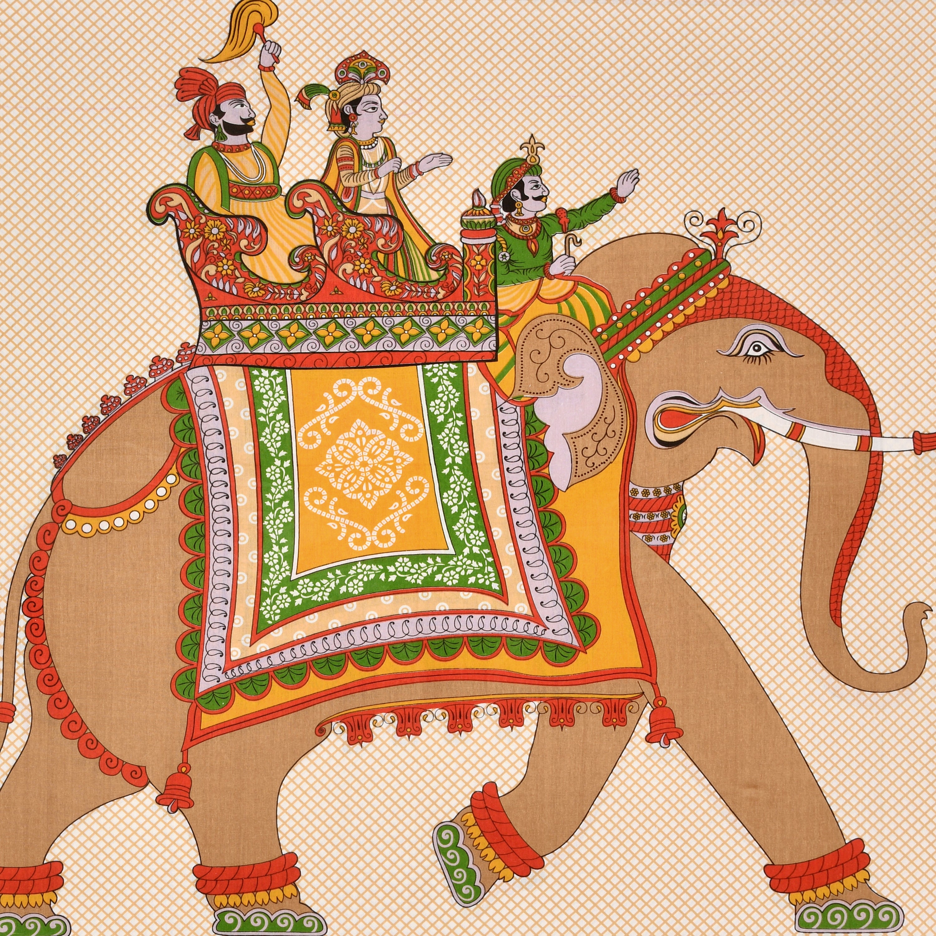 Golden Elephant Parade Cotton Bedsheet