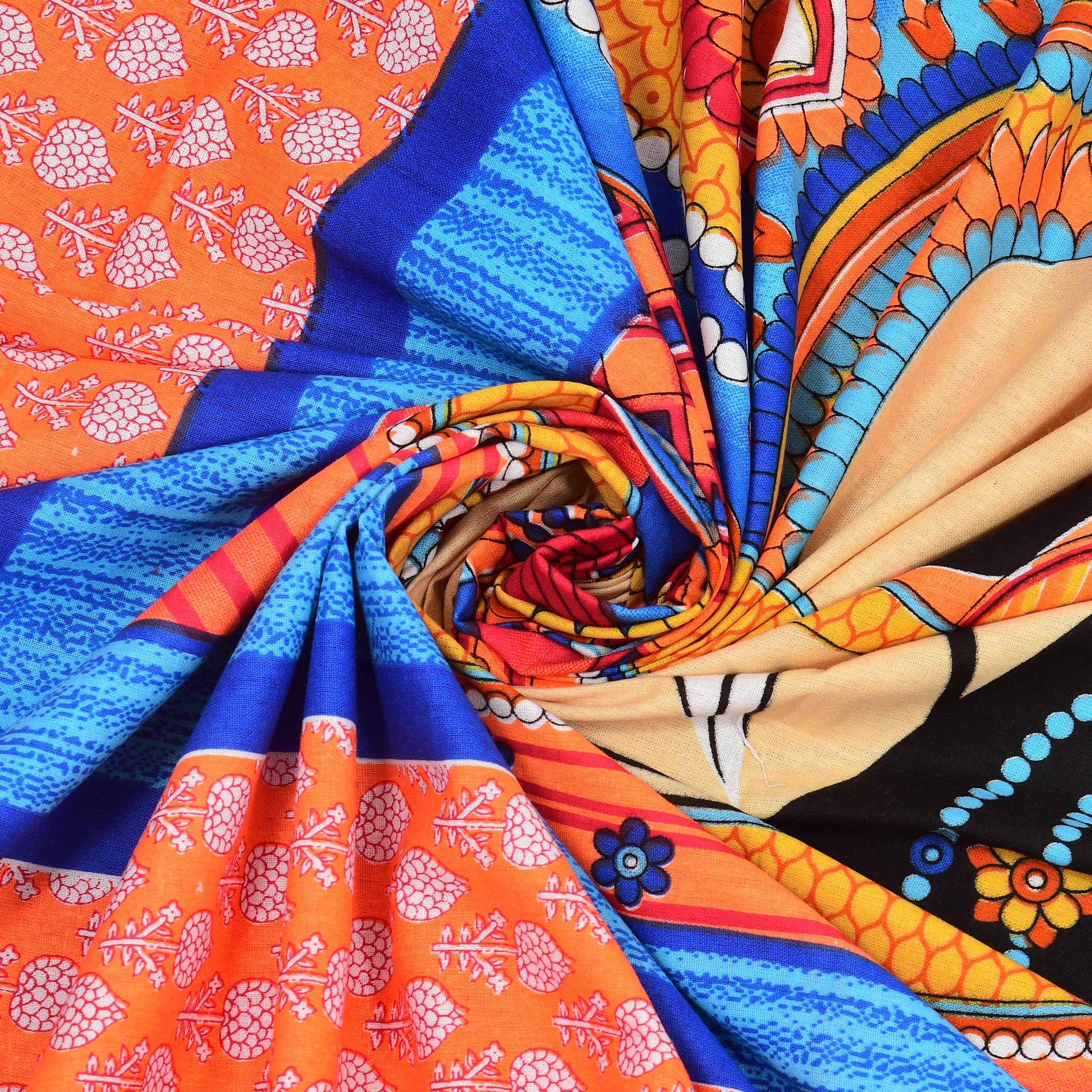 Raja Rani Print Cotton Bedsheet – Royal Crimson Blue Edition (Double Bed Size)