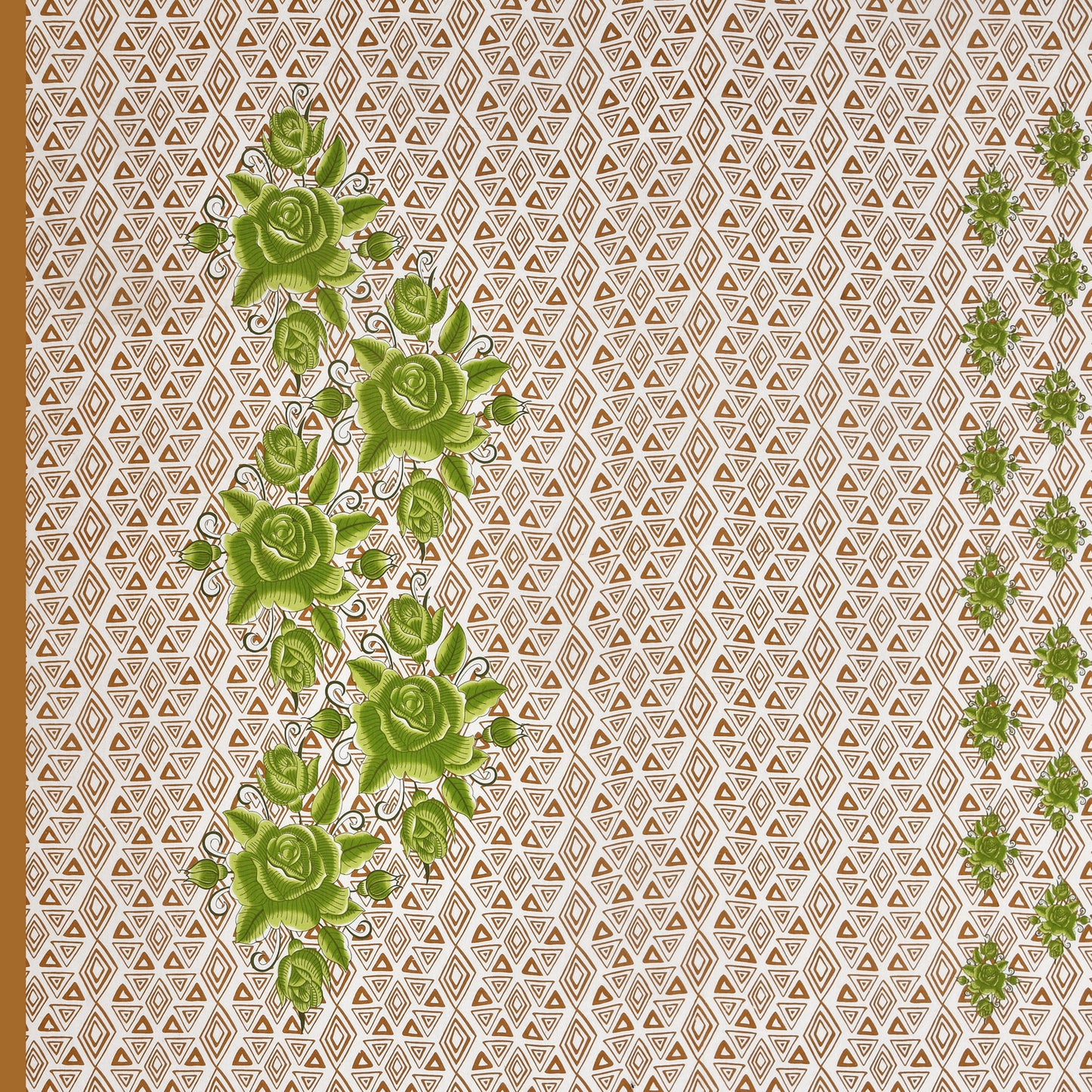 Elegant Green Floral & Geometric Print Cotton Bedsheet Set