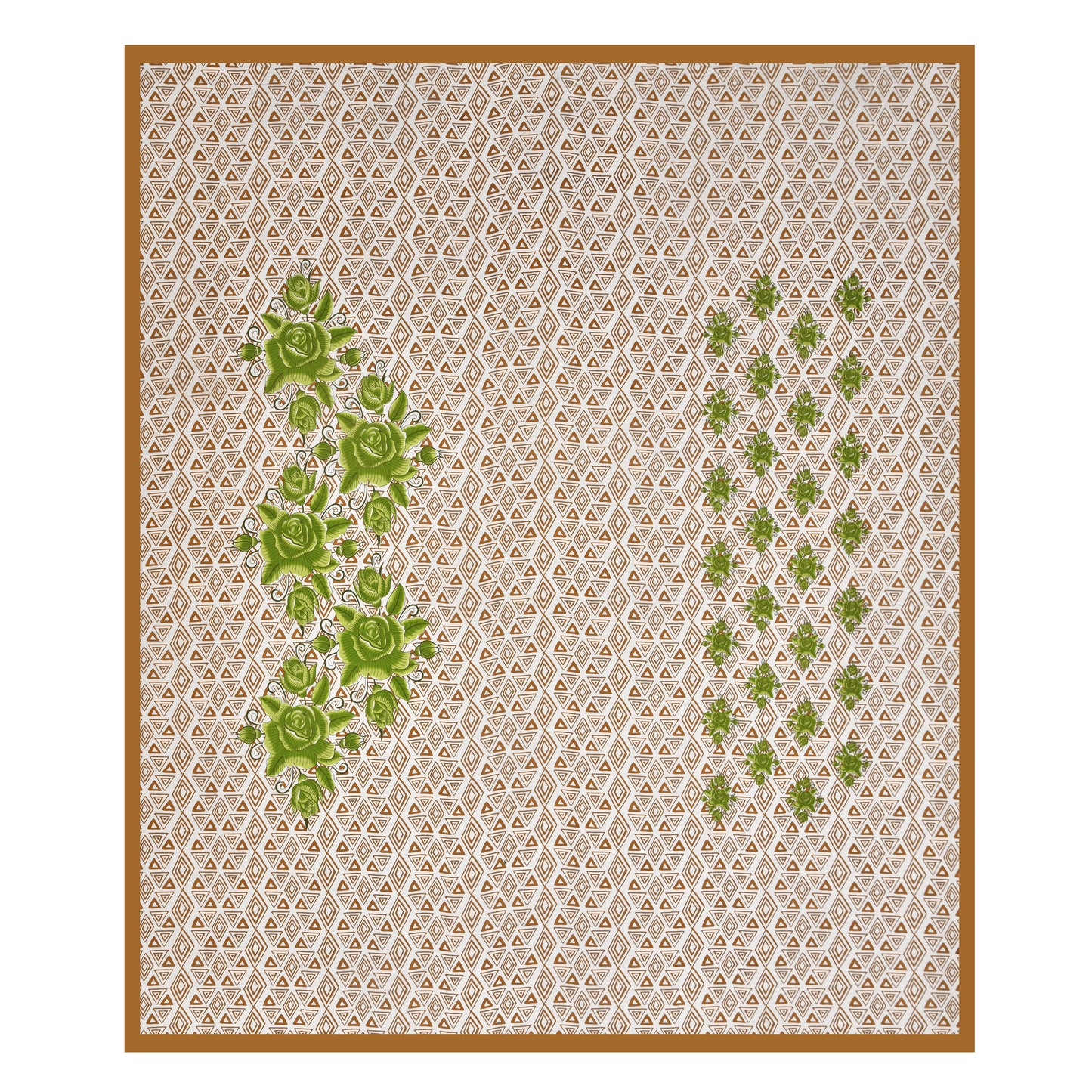 Elegant Green Floral & Geometric Print Cotton Bedsheet Set
