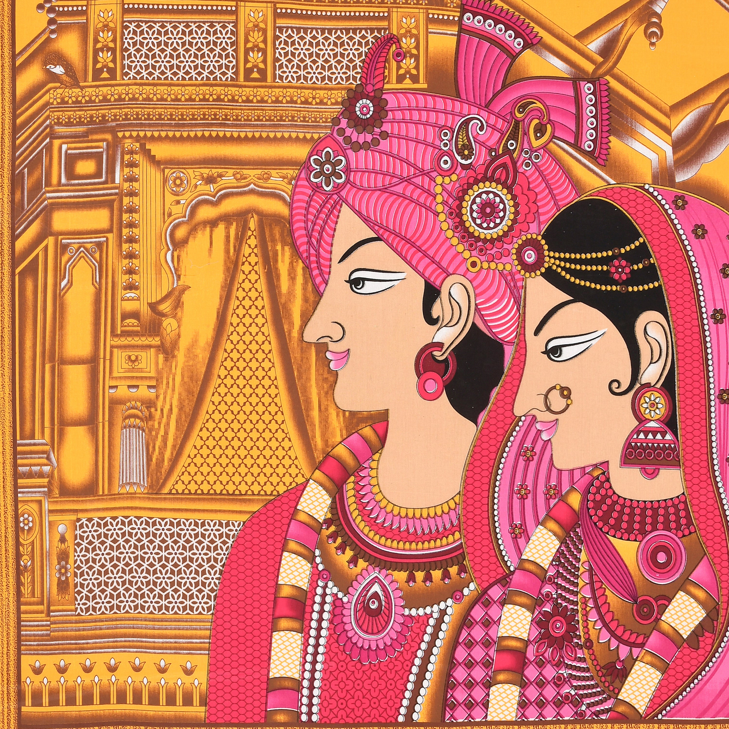 Royal Raja Rani Print – Pink Cotton Bedsheet Set