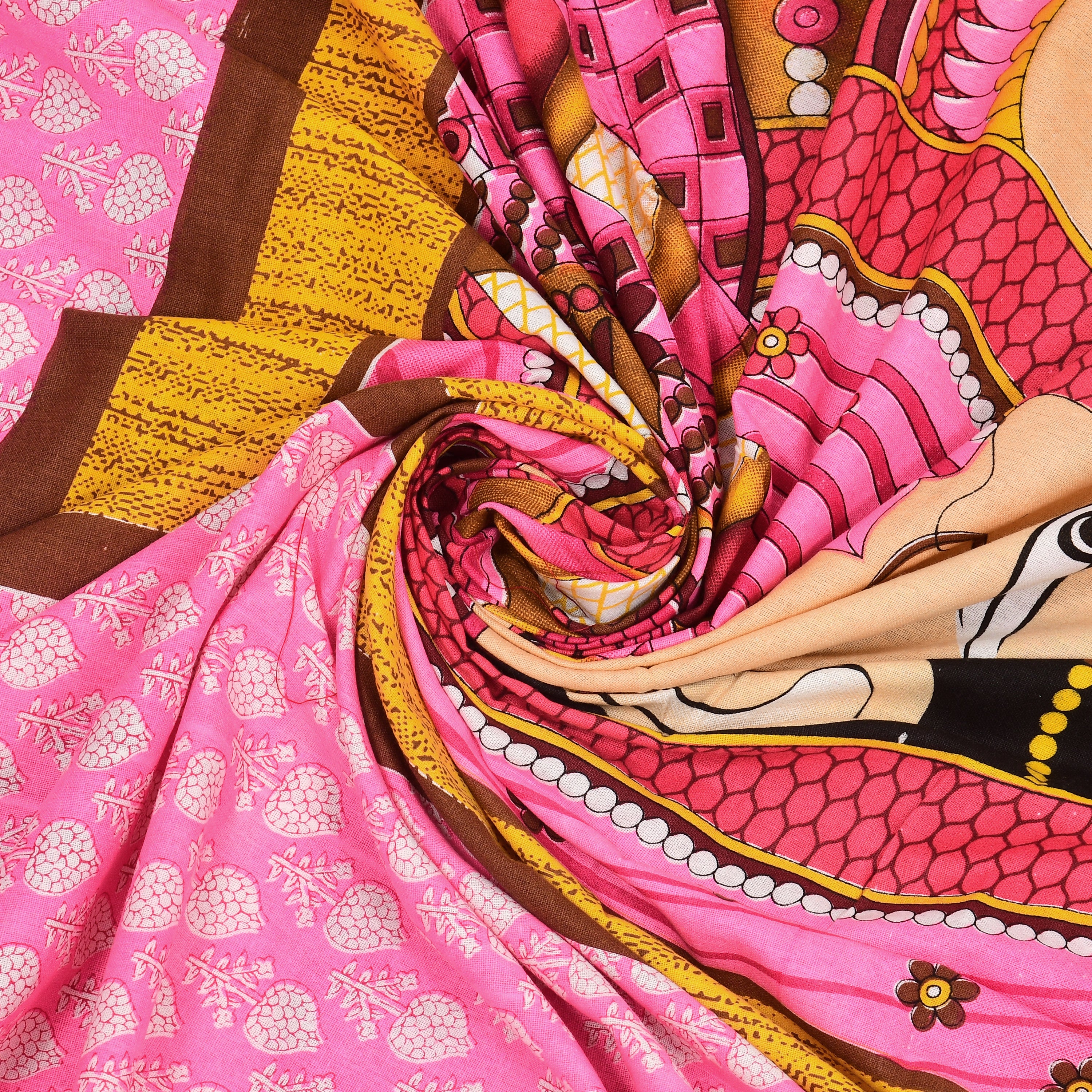 Royal Raja Rani Print – Pink Cotton Bedsheet Set