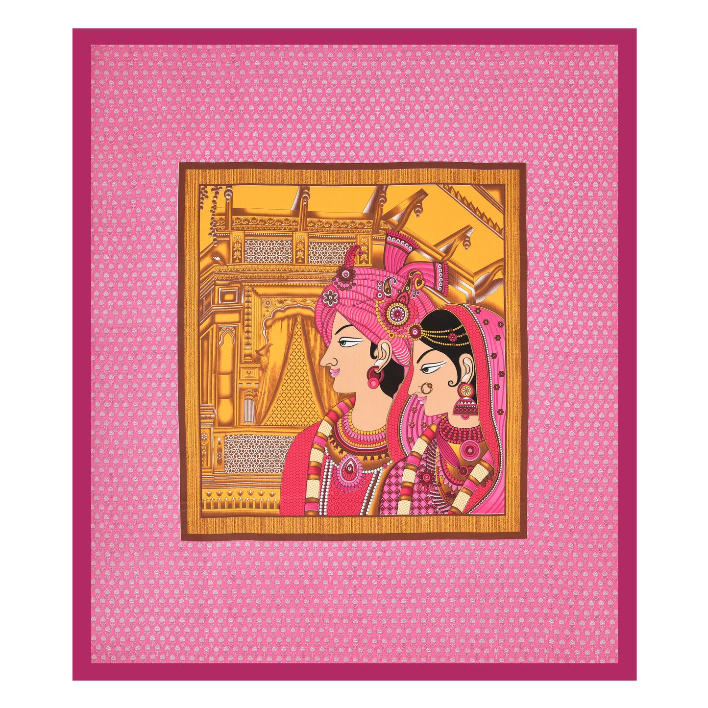 Royal Raja Rani Print – Pink Cotton Bedsheet Set
