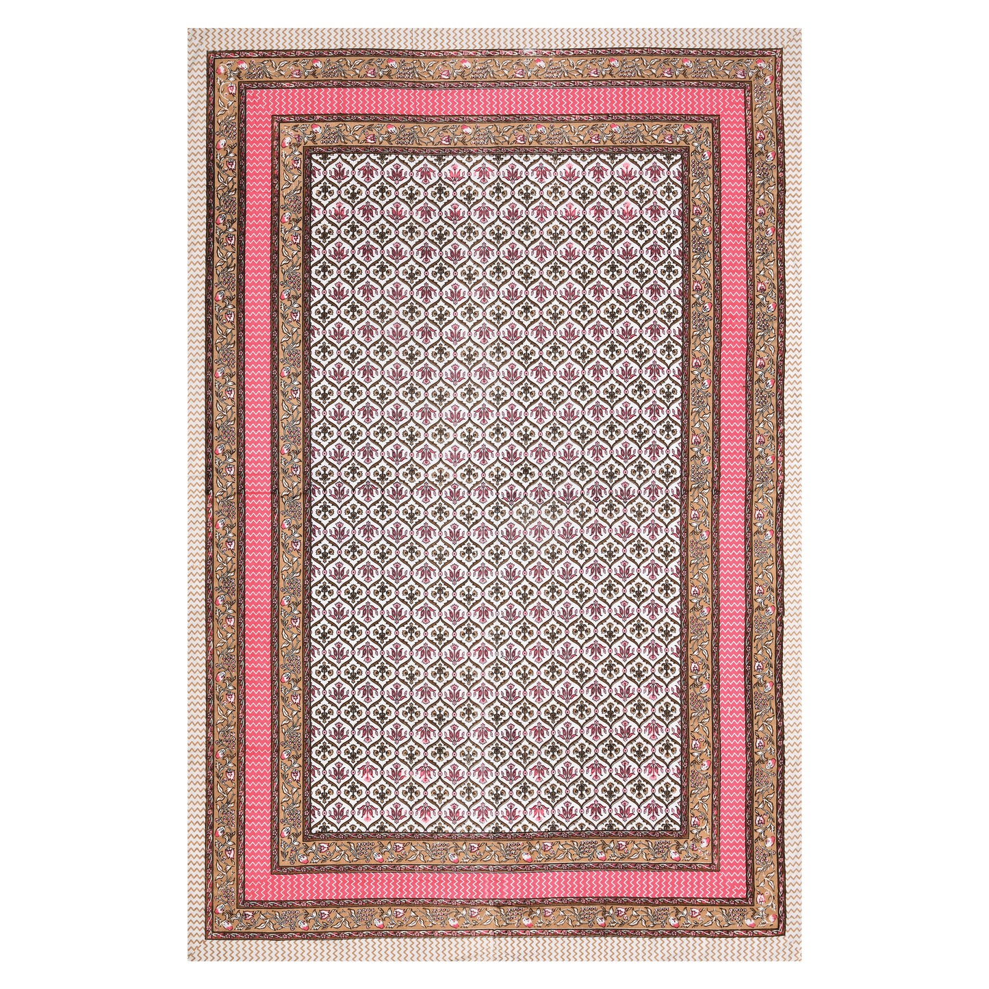 Pink & Gold Ethnic Motif Single Bedsheet