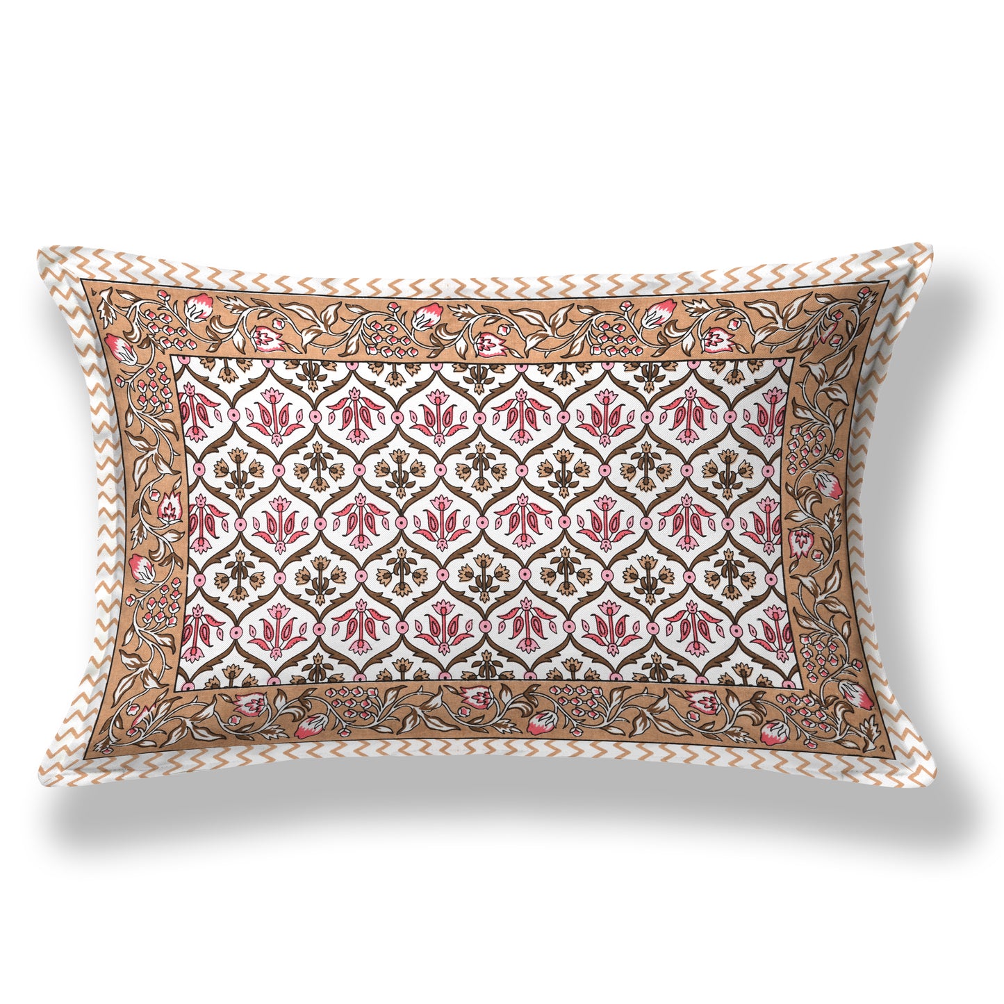 Pink & Gold Ethnic Motif Single Bedsheet