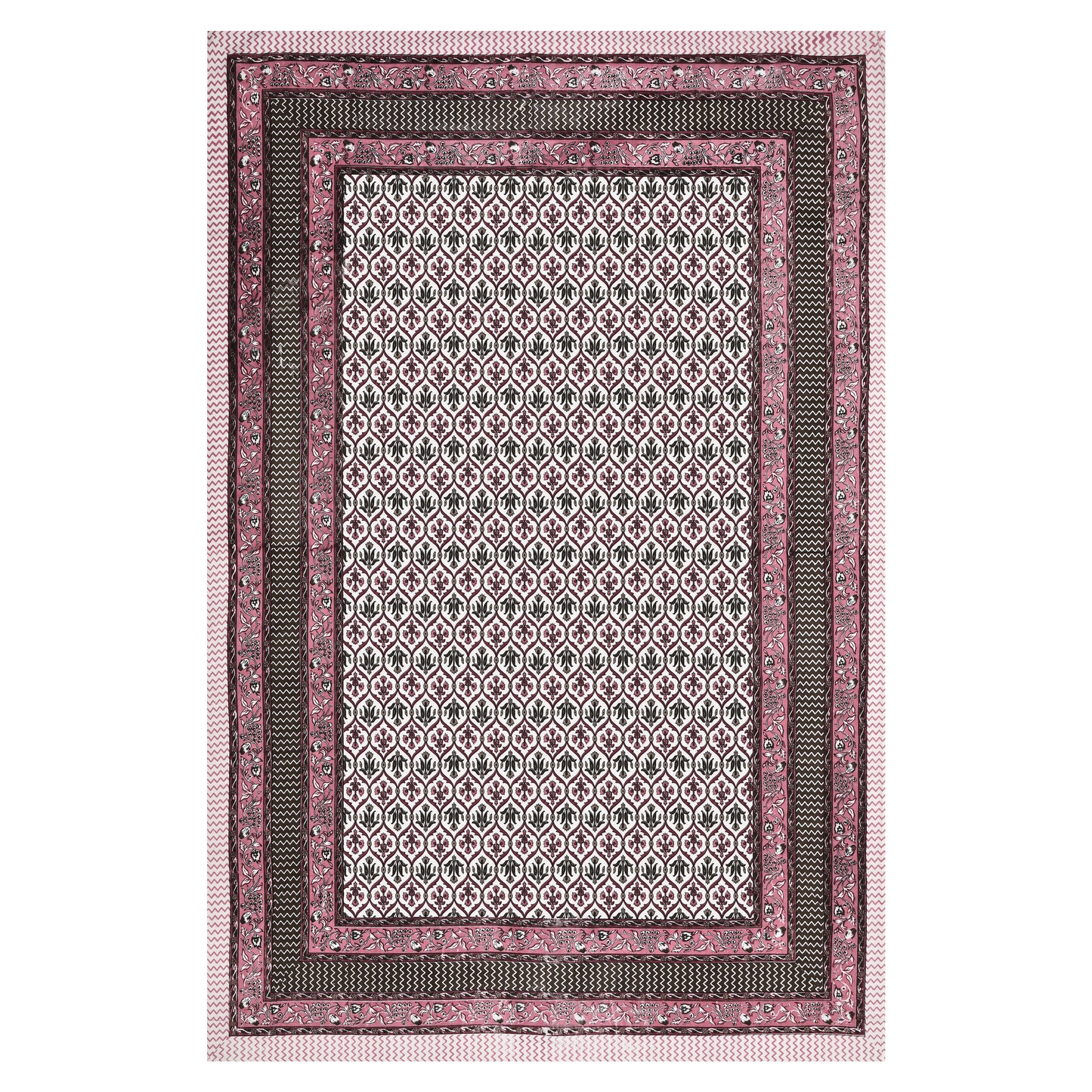 Pink & Black Ethnic Motif Single Bedsheet