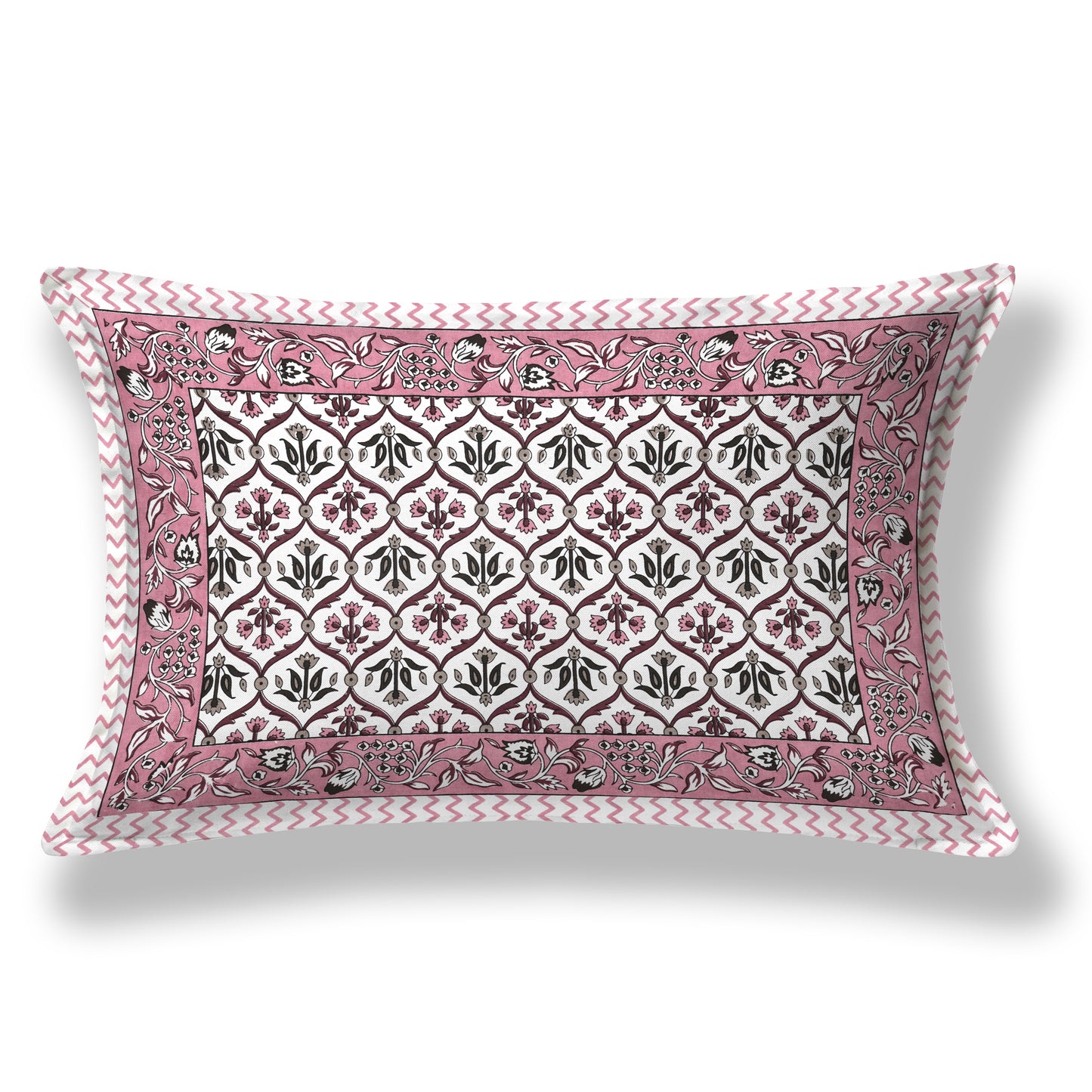 Pink & Black Ethnic Motif Single Bedsheet