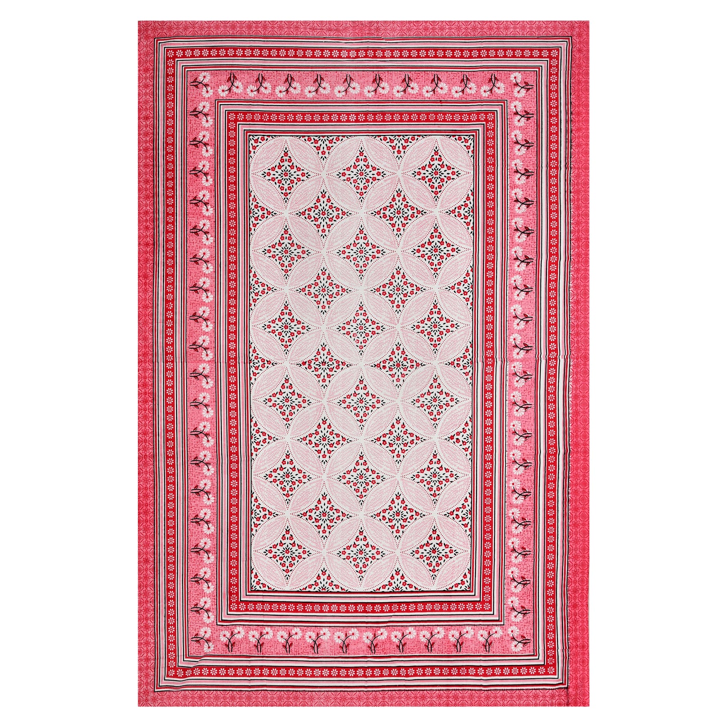 Heritage Bloom Wave – Crimson Rose Single Bedsheet