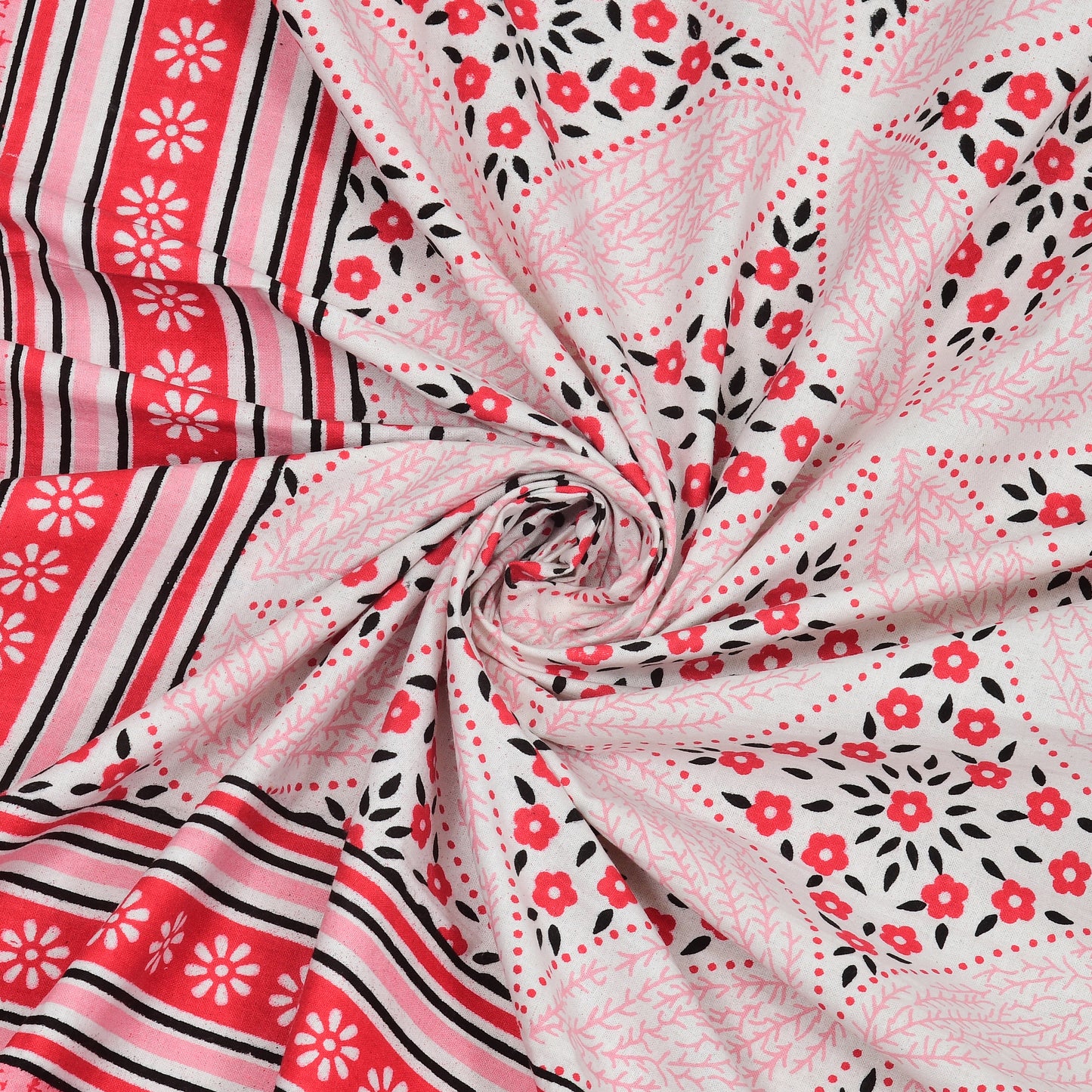 Heritage Bloom Wave – Crimson Rose Single Bedsheet