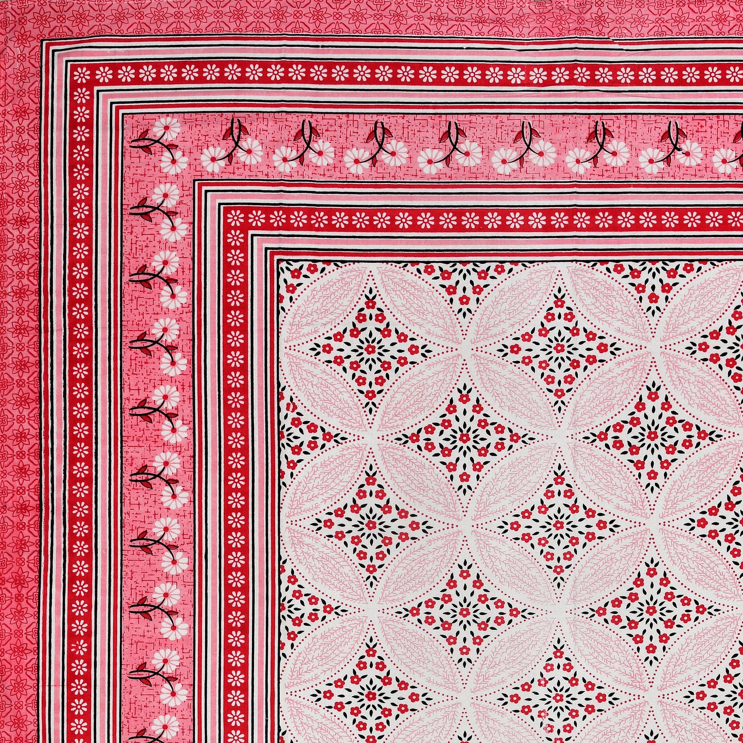 Heritage Bloom Wave – Crimson Rose Single Bedsheet