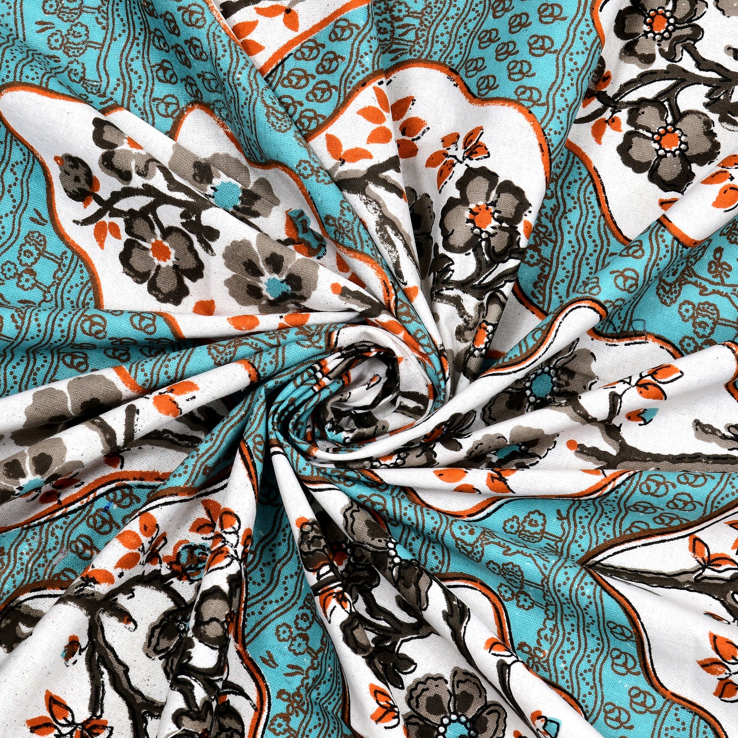 Regal Blossom Frame Aqua Teal Single Bedsheet