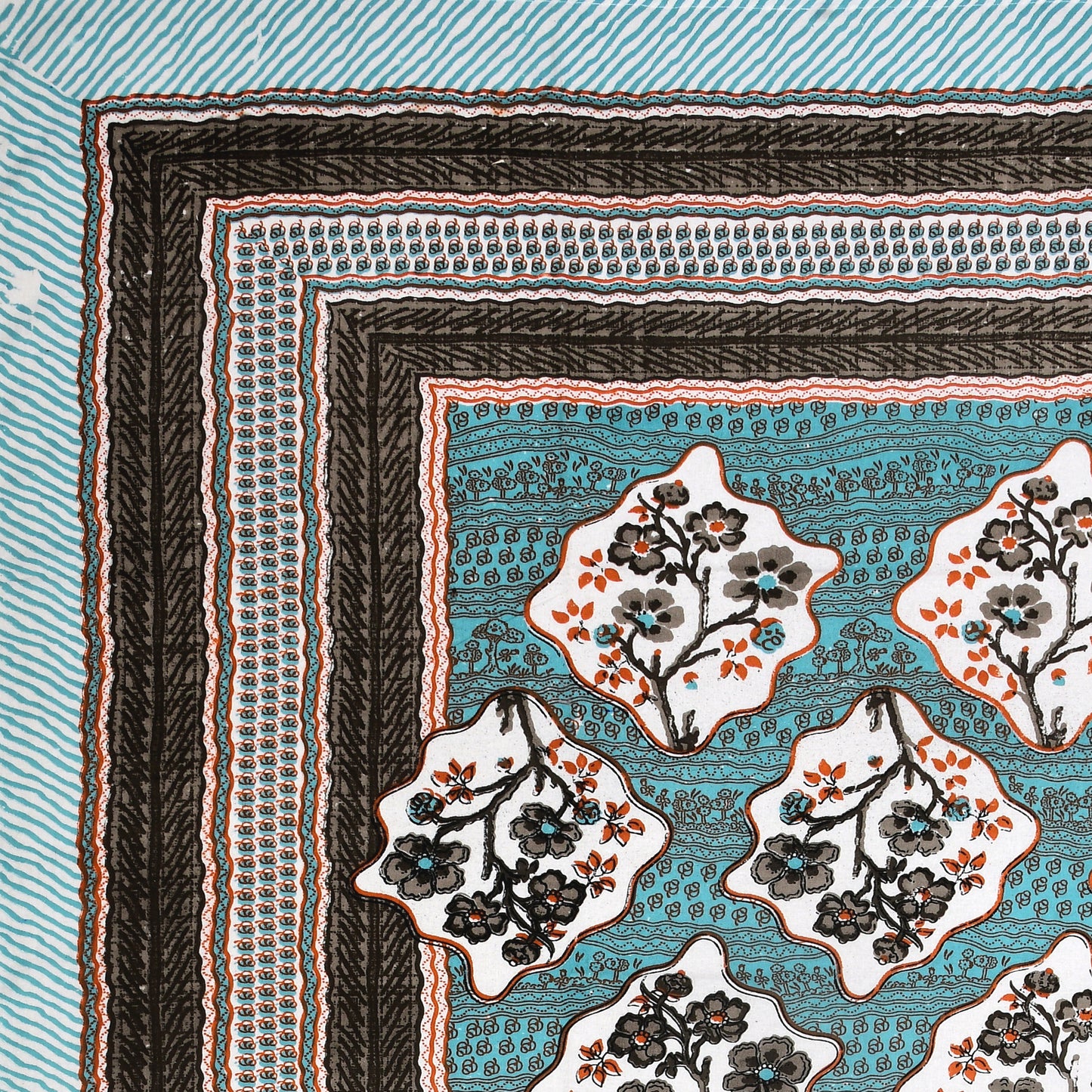 Regal Blossom Frame Aqua Teal Single Bedsheet