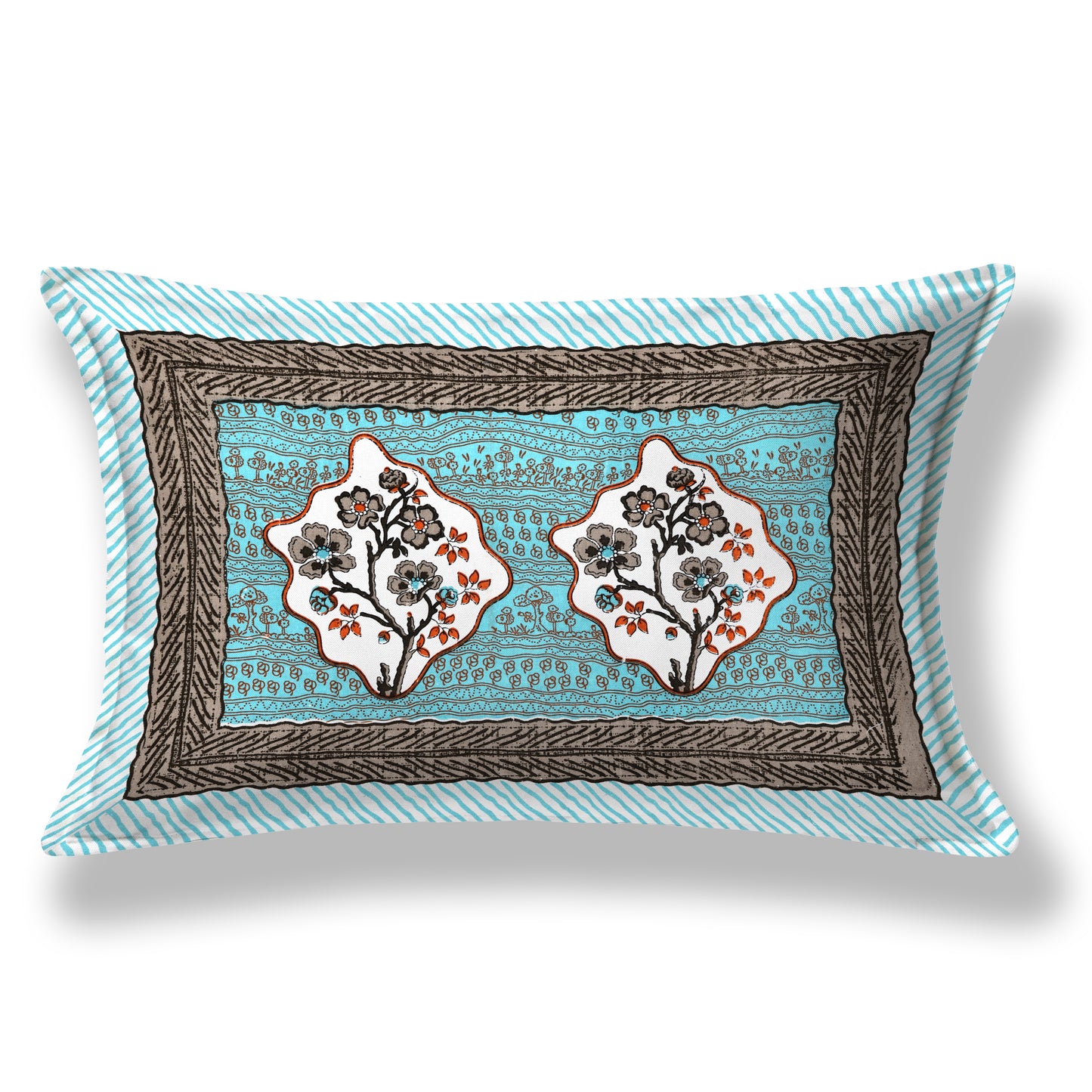 Regal Blossom Frame Aqua Teal Single Bedsheet