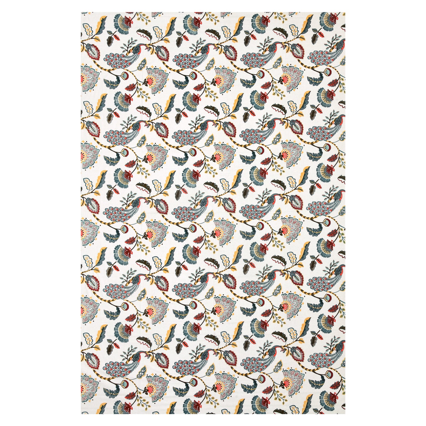 Teal Peacock & Floral Single Bedsheet