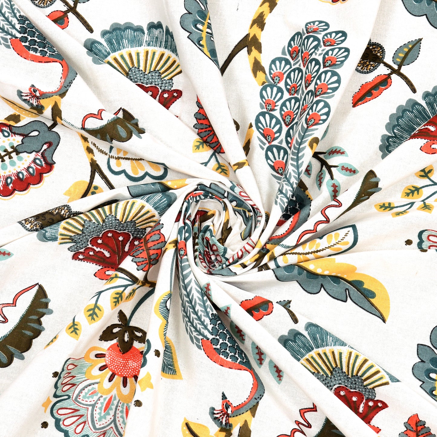 Teal Peacock & Floral Single Bedsheet