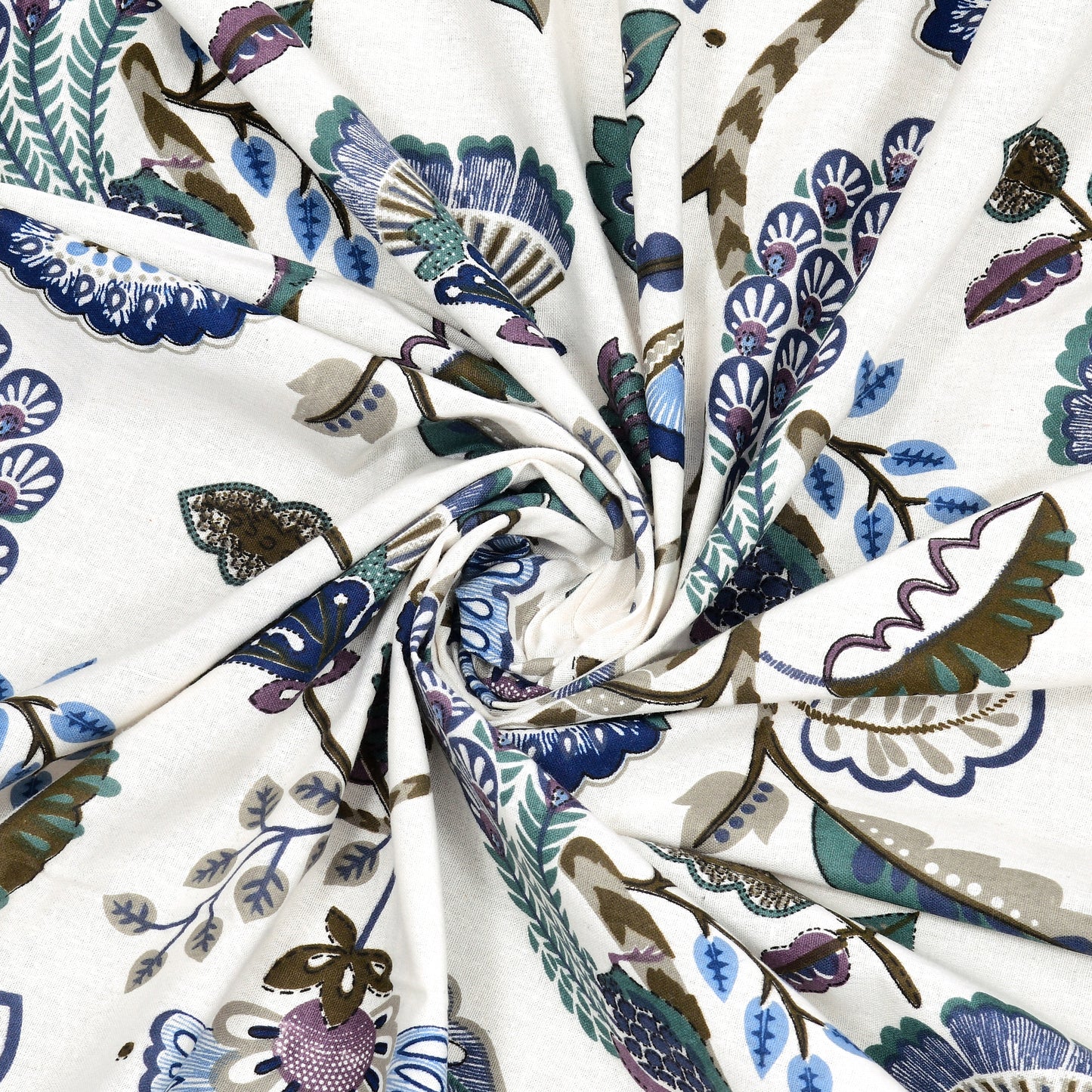 Blue Peacock & Floral Single Bedsheet