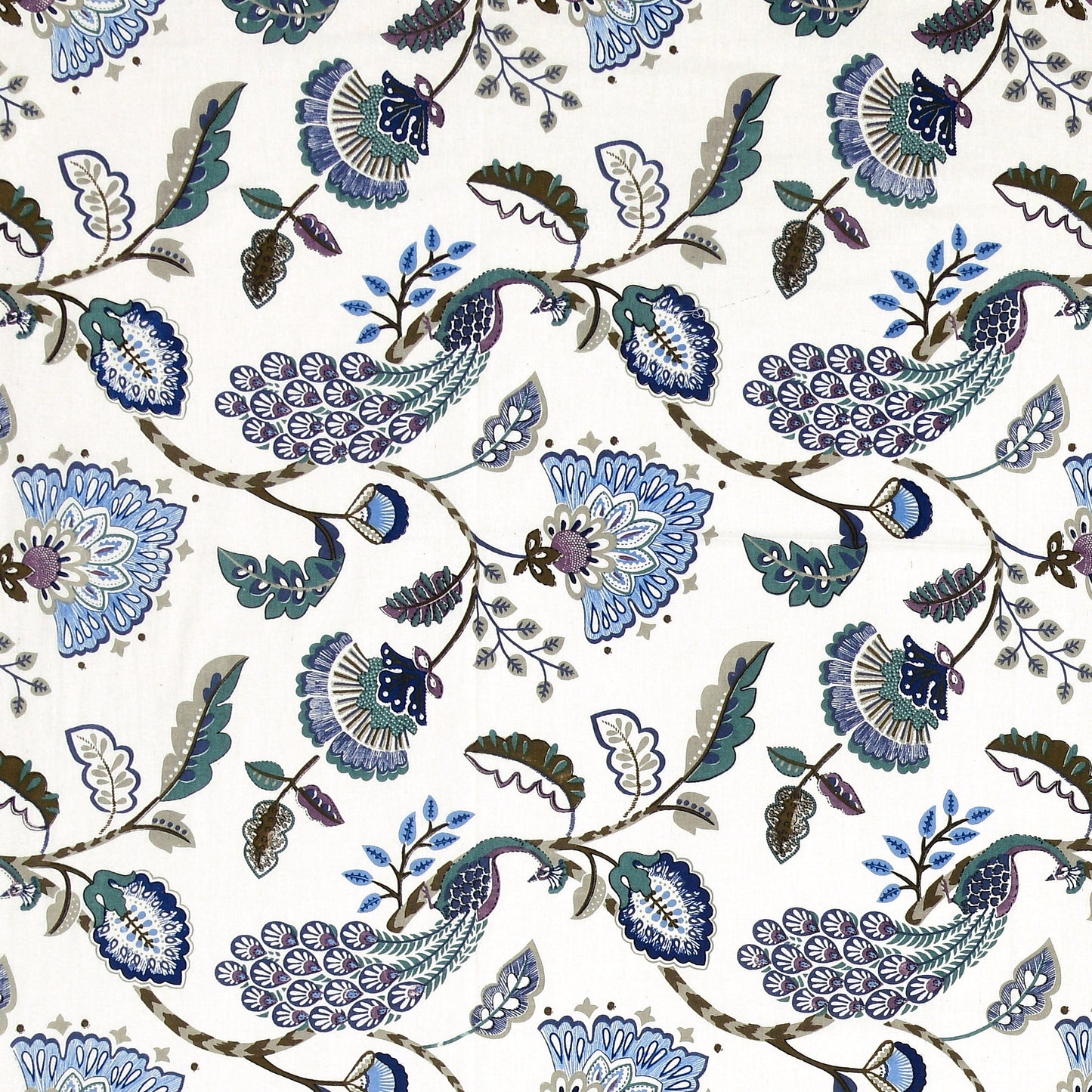 Blue Peacock & Floral Single Bedsheet