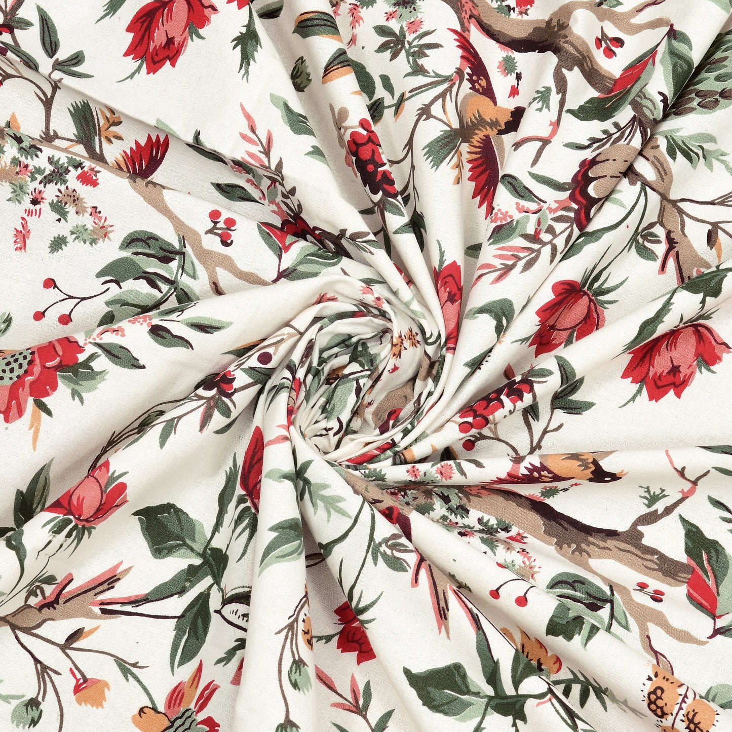 Red Blossom Bird & Floral Single Bedsheet