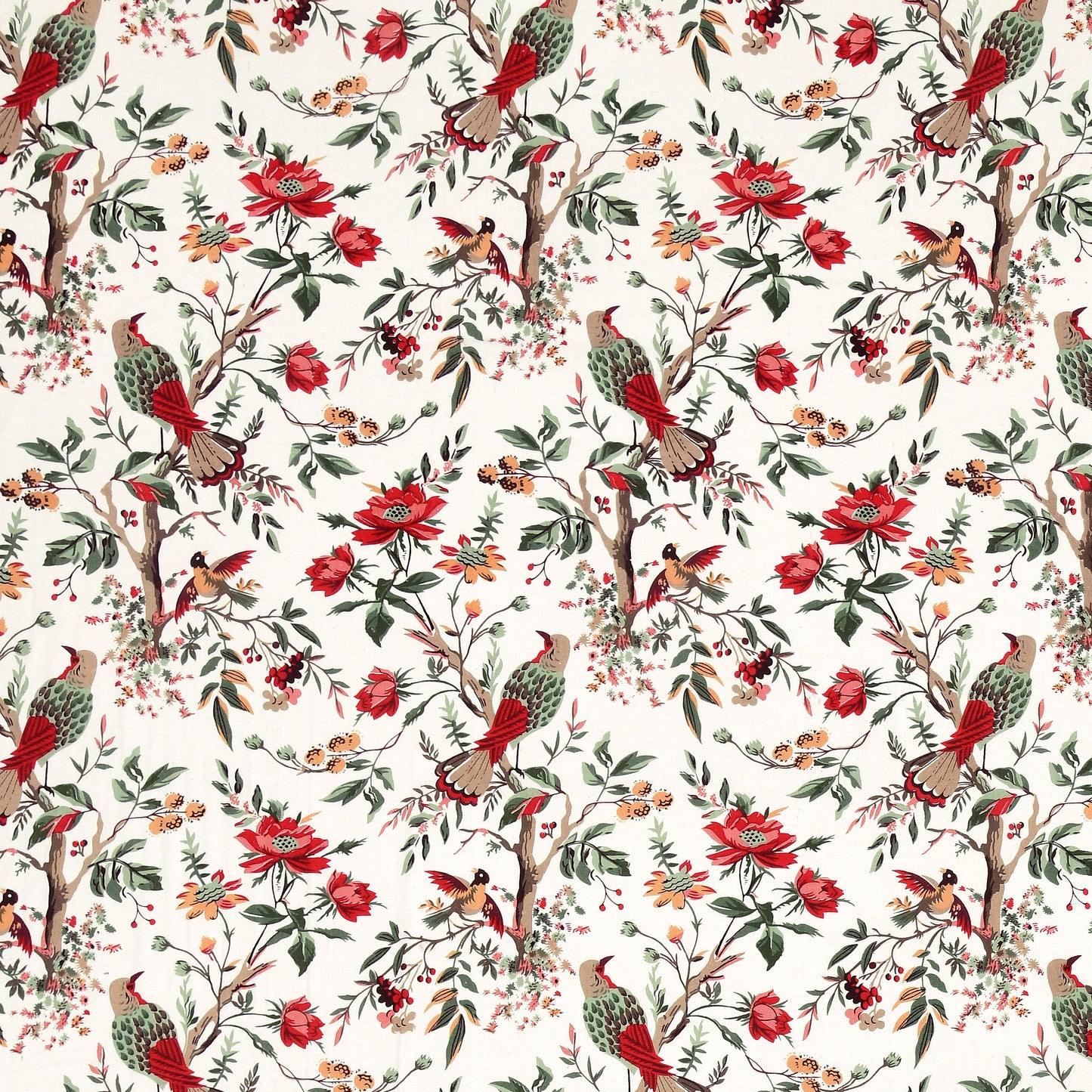 Red Blossom Bird & Floral Single Bedsheet